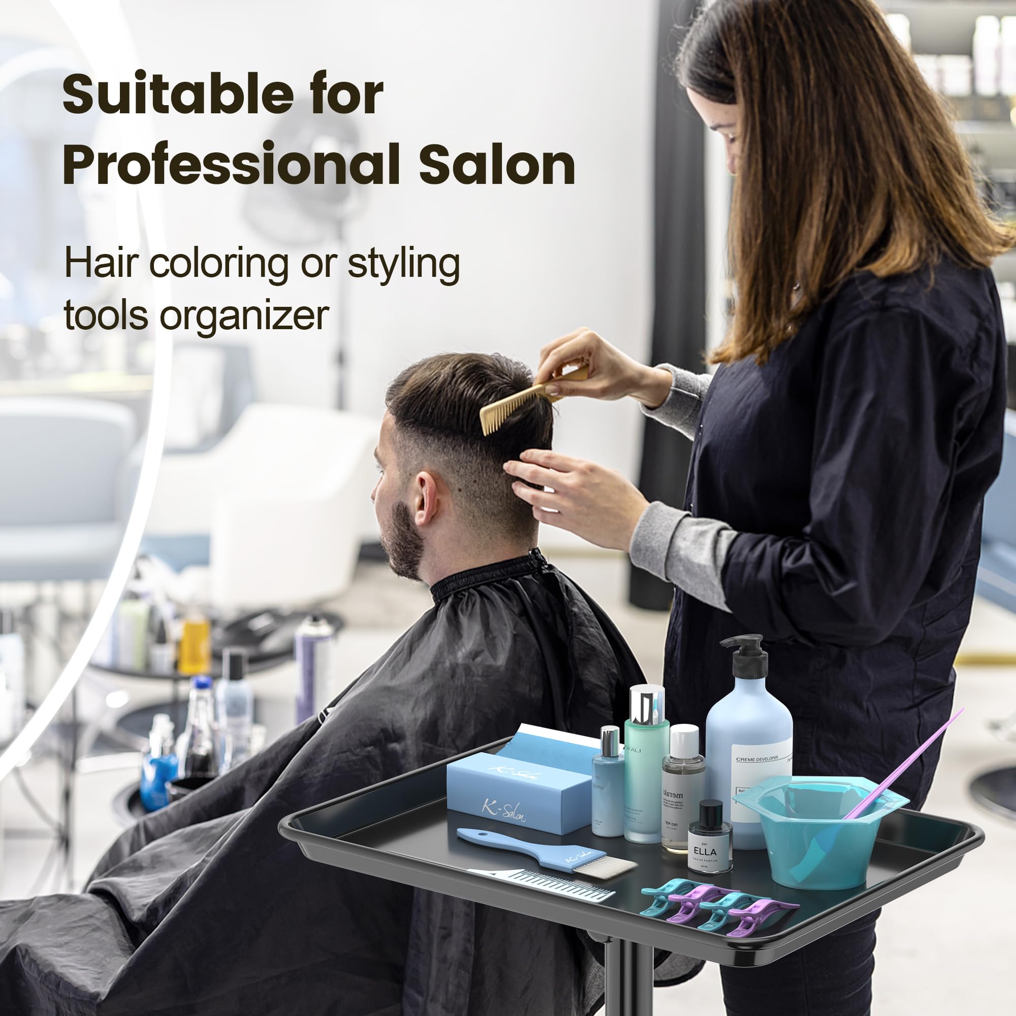 Aluminum Hair Salon Tray Rolling Trolley Station