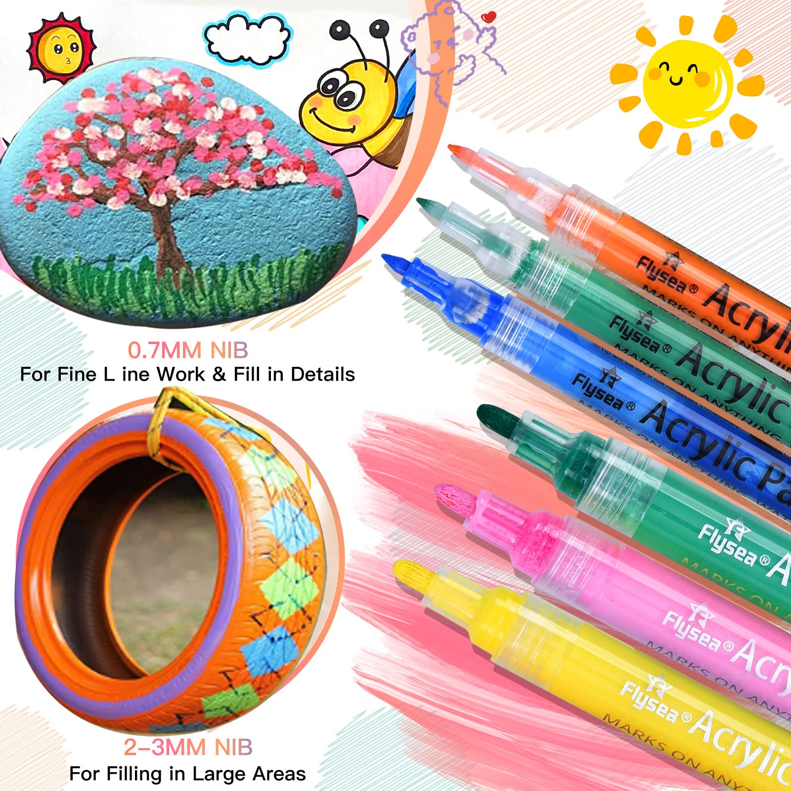 Amazon.co.jp: アクリルマーカーペン セット 水性 防水 細字0.7