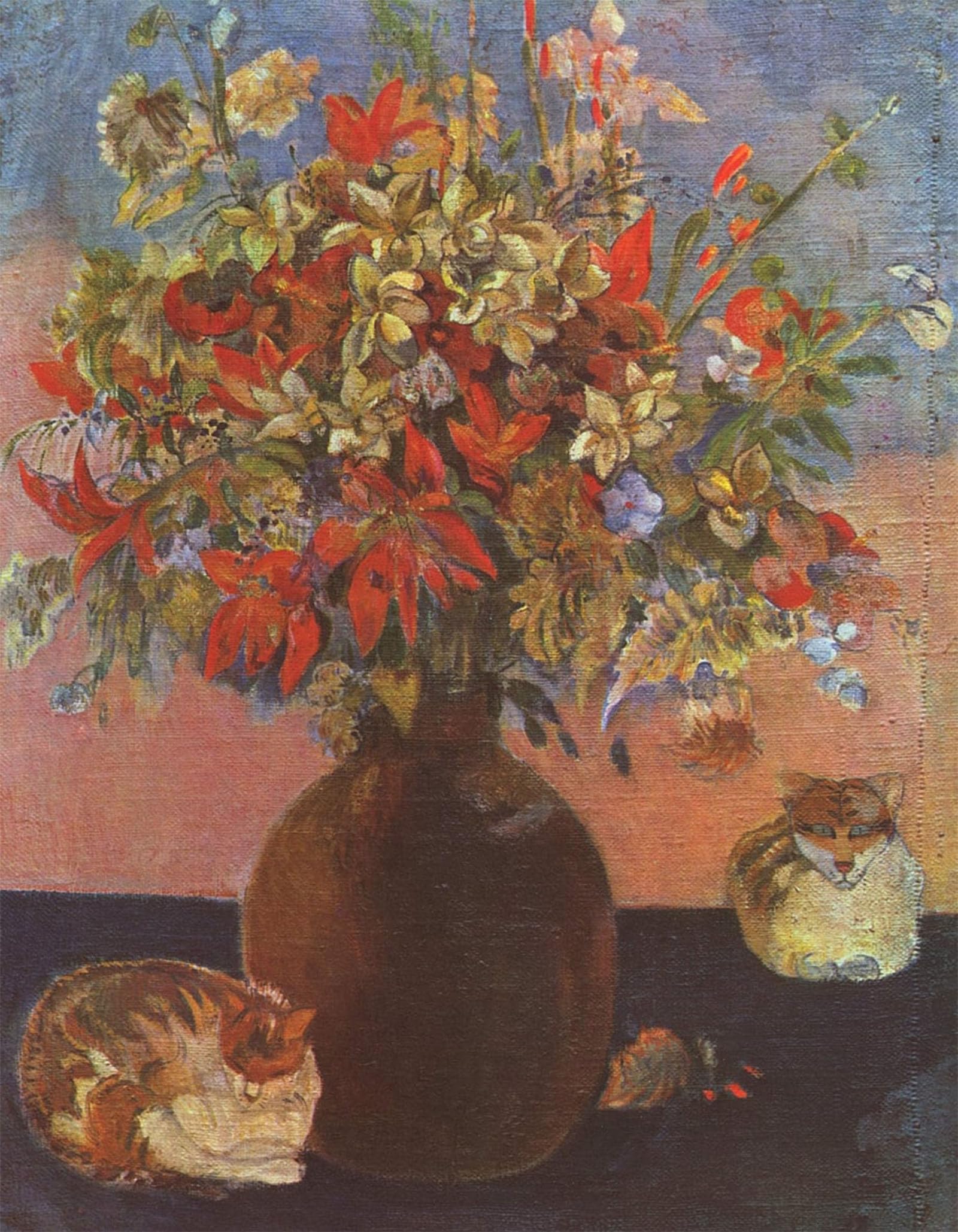 SERENDIPITP Aesthetic Poster Photo Wall Print Retro Picture Flowers and Cats by Paul Gauguin Modern Wall Artwork for Home Decor 60x90cm