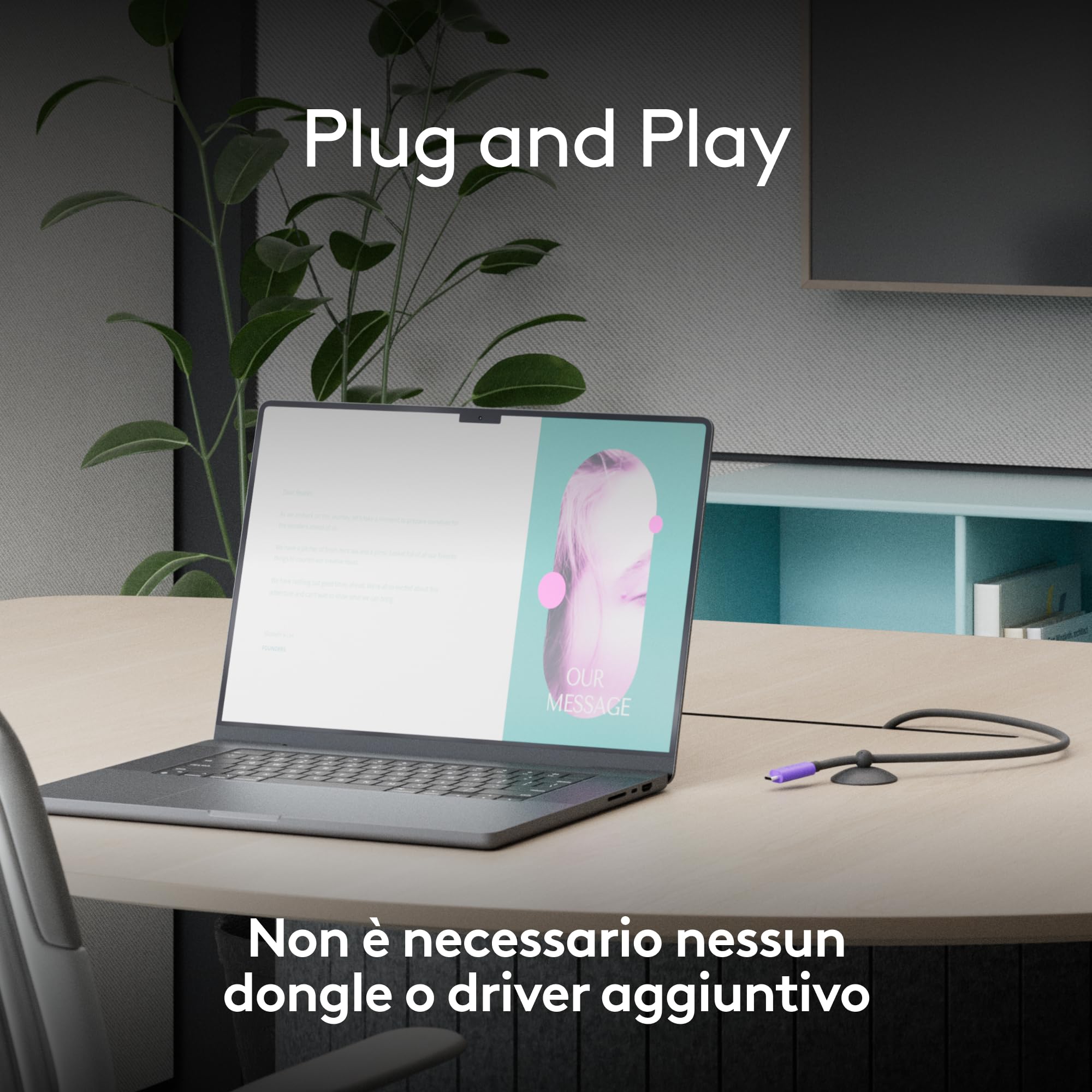Logitech Cavo USB Active | Connessione BYOD a cavo singolo con MeetUp 2 | Accessorio videoconferenze per sale piccole - Grafite
