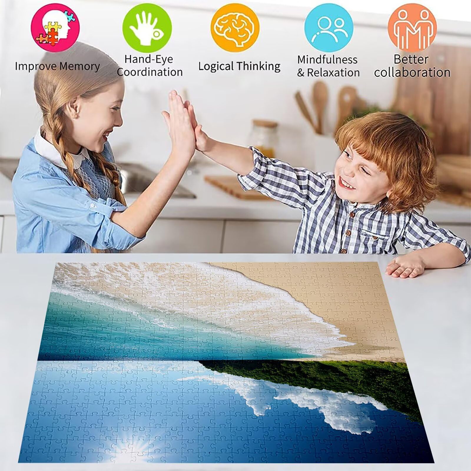 Puzzle 3000 Sztuk Plaża Puzzle dla dorosłych Krajobraz 122x81cm Unikalne Rzemiosło Klasyczne 3D Drewniana układanka do rodzinnych gier aktywnych, układanka zrób to sam do dekoracji ścian domu