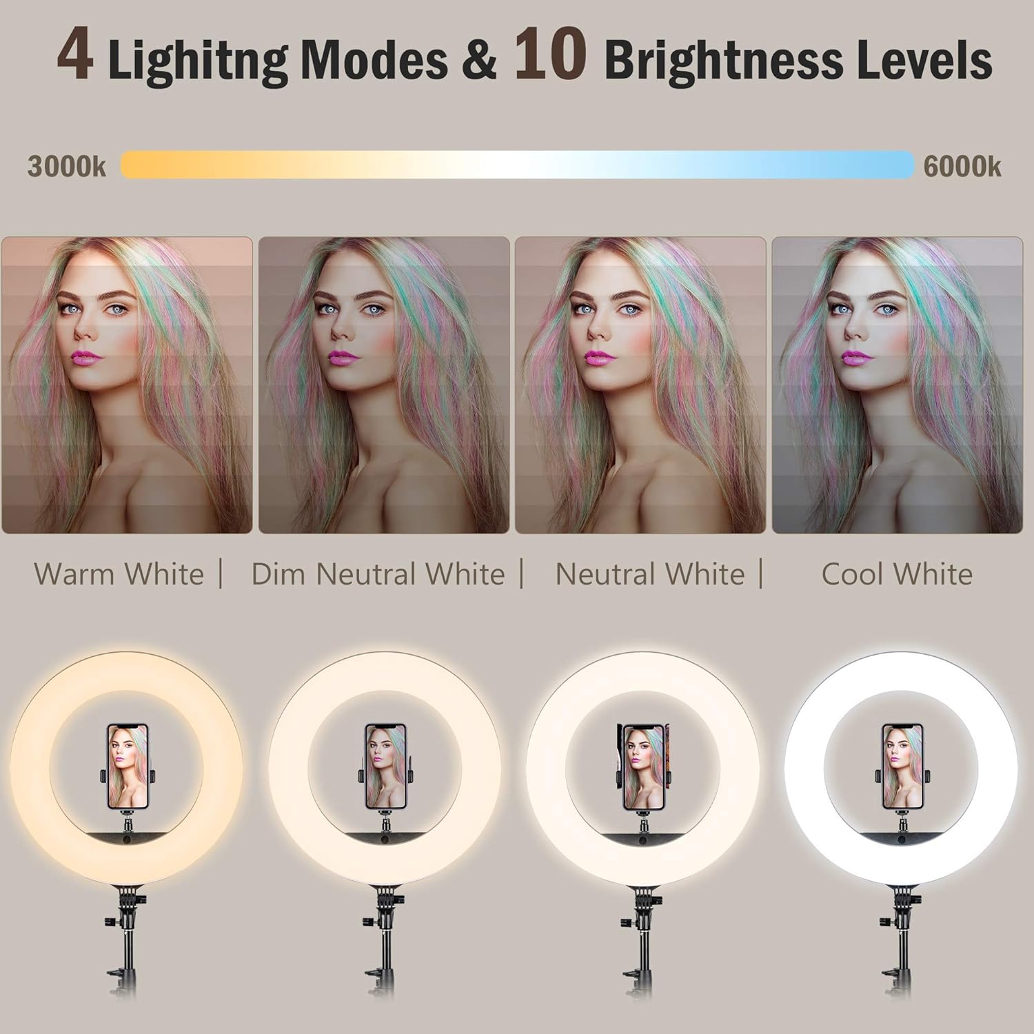 Rеvіеw Prоduсt 18 inch LED Ring Light with 70.8 Tall Tripod Stand and 3 Phone Holder JACKYLED 18 Ring Light with Wireless Remote 55W Dimmable 3000K-6000K Ringlight for Zoom YouTube Live Stream Video Shooting