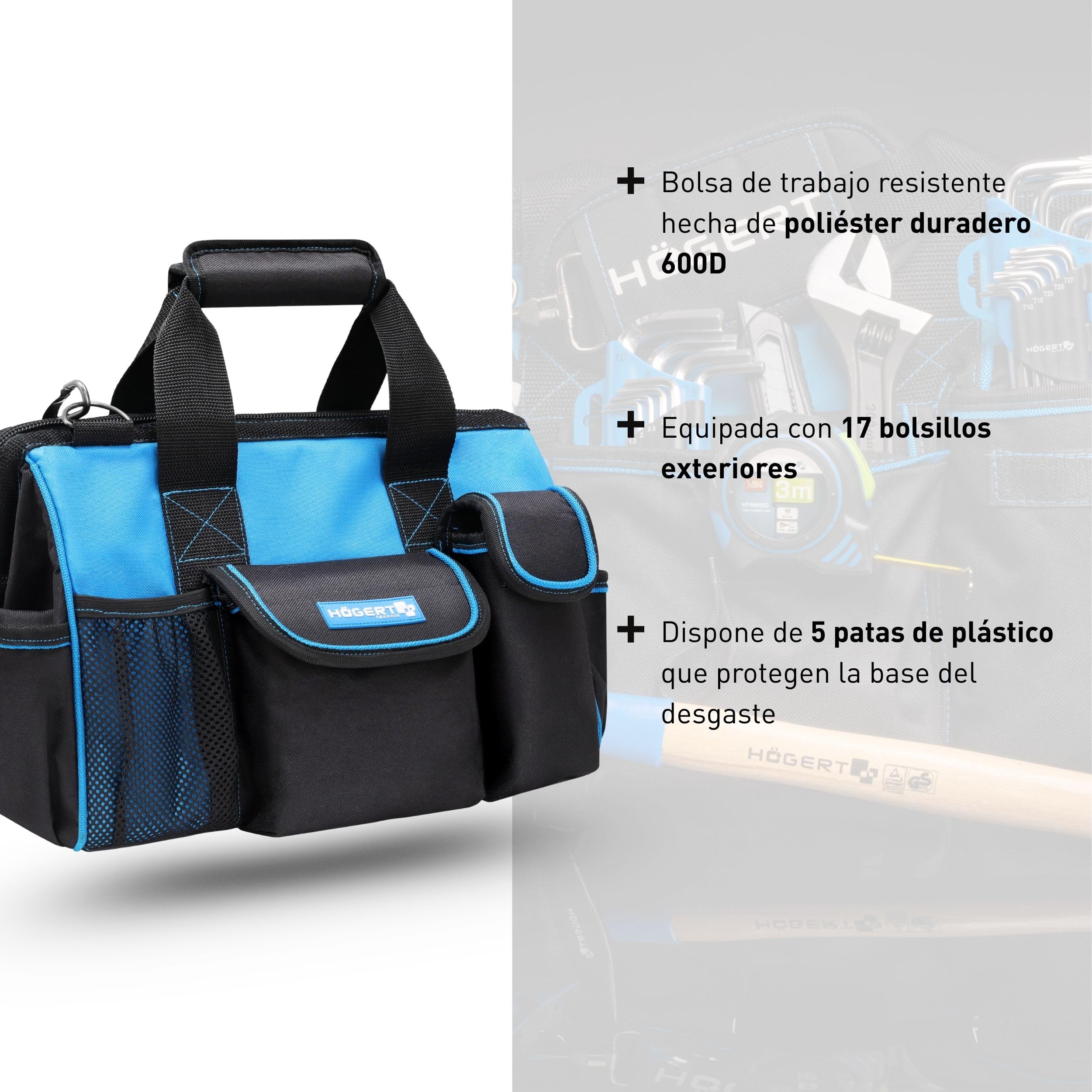 HÖGERT TECHNIK - Juego de herramientas eléctricas a batería 18 V Taladro percutor Martillo perforador SDS+ Amoladora angular 125 mm 2 baterías de 4 Ah Cargador de 4 A Juego de herramientas