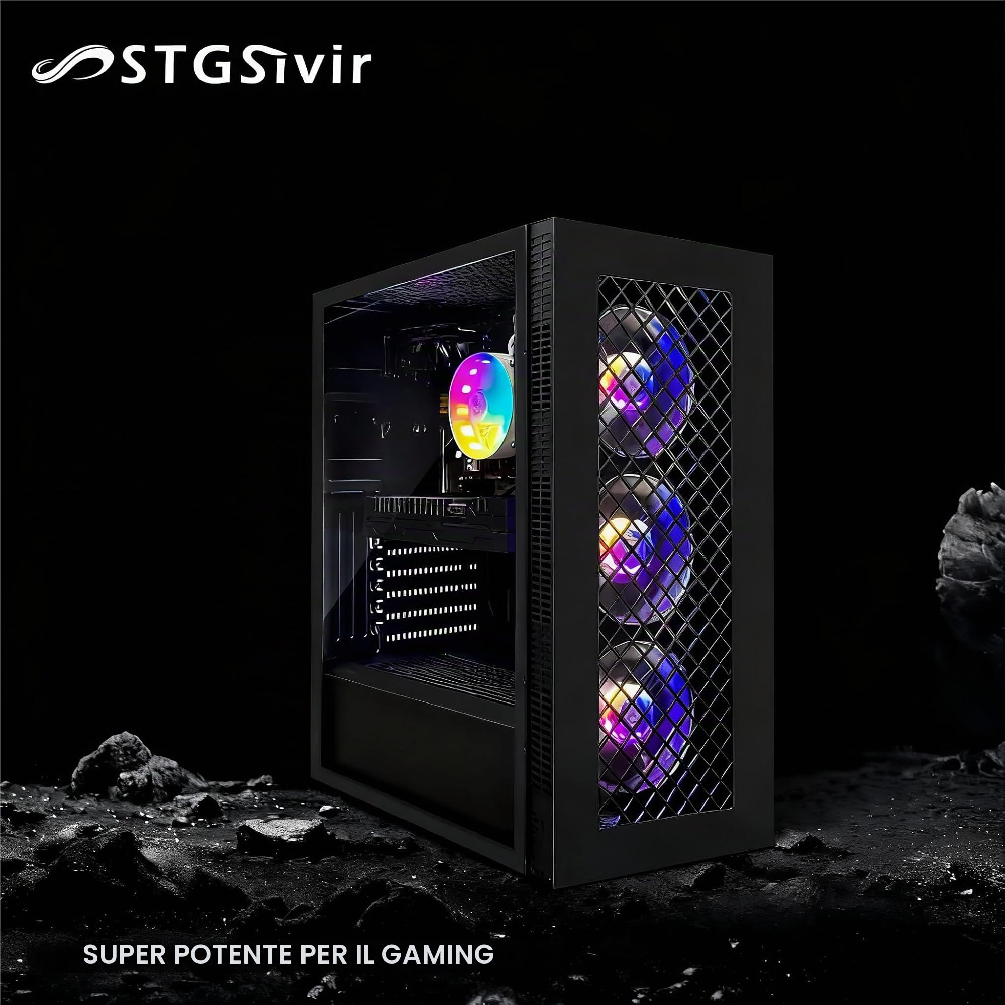 STGSivir PC Gaming Fisso, Computer Gaming, Core i7 8 gen fino a 4.1 GHz • Nvidia RTX 2060 Super 8GB GDDR6 • 32GB DDR4 RAM • 1TB SSD • WiFi 6 • BT • Windows 11 Pro
