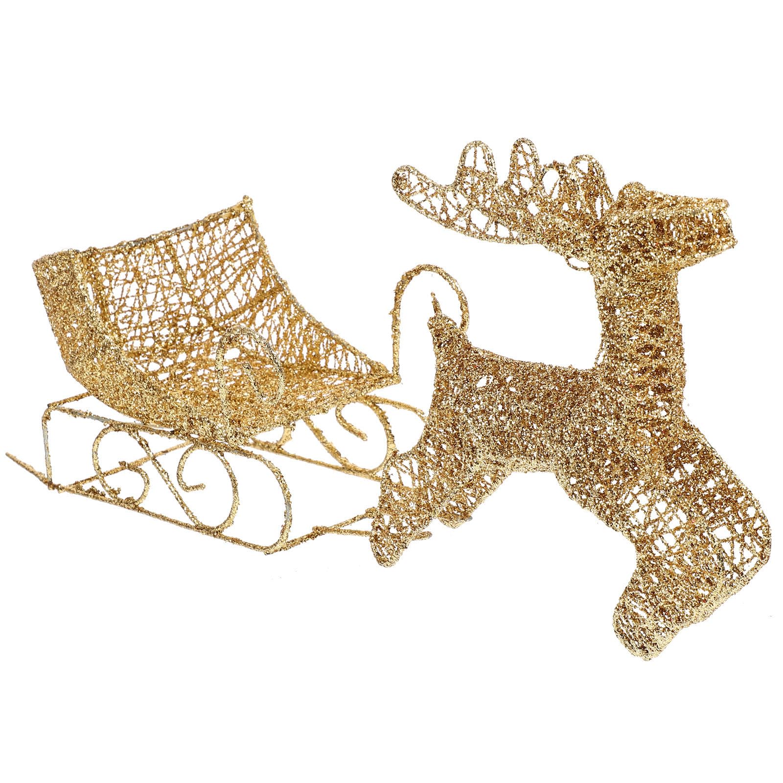 Amosfun 2 Juegos Adornos navideños de Alces figuritas de Renos y trineos Trineo de Mesa Navidad decoración Adornos navideños para Autos Adorno Decorativo Coche Trineo Decorativo Planchar