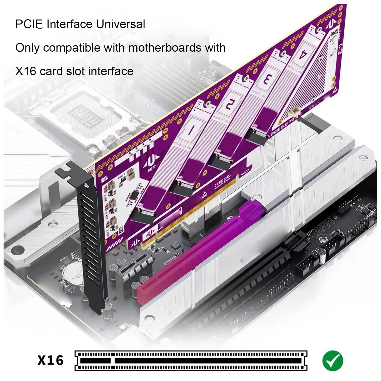 SUNGOOYUE PCIE 5.0 NVME M.2 Adattatore Scheda, X16 Slot su NVME SSD Extension Card Desktop Aggiornamento del Computer Desktop per PC da Gioco e Modifica Video