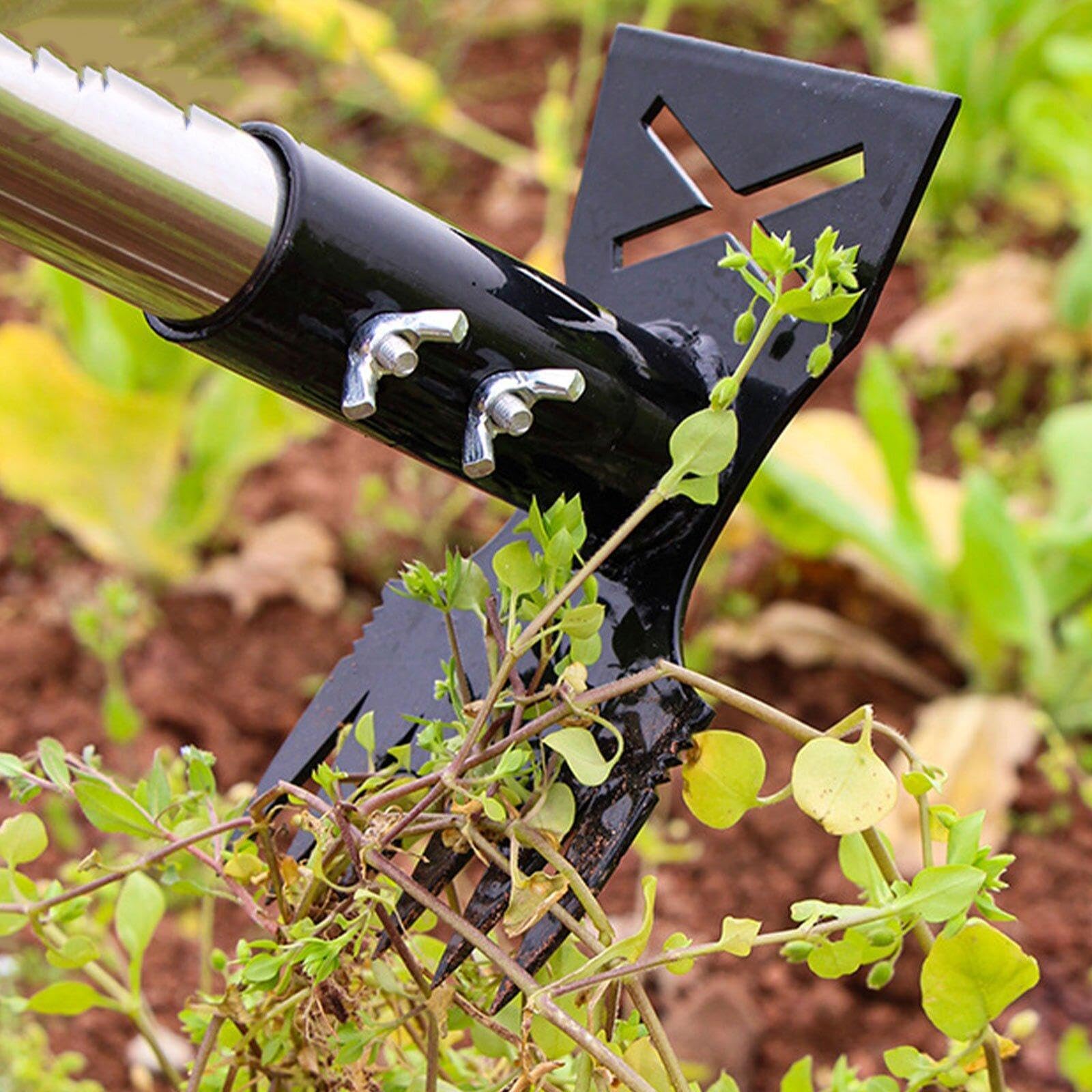 Rastrillo Manual Resistente para Desherbar con Cabezal de Doble Punta, Herramienta de Mantenimiento de Jardín, de Acero Al Carbono, Desherbador, 5 Secciones