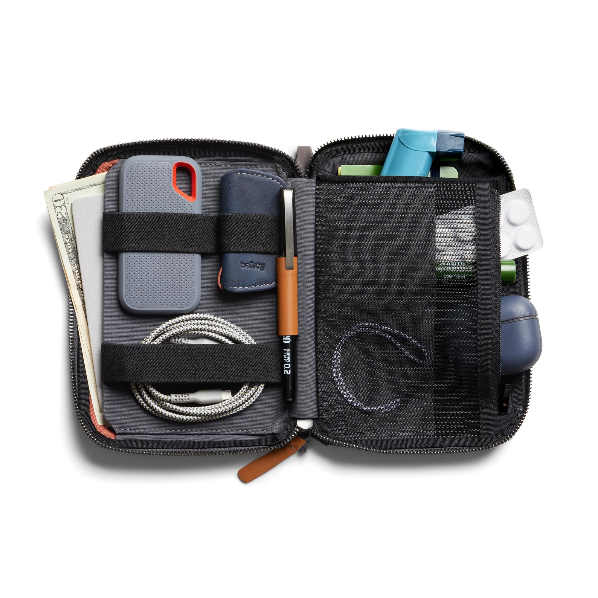 Bellroy Wonder Kit (Tech- und Reisebeutel mit Innenaufteilung für Kabel, Ladegeräte, Notizbücher, medizinische Sets und mehr) - Stormgray | Tech- und Reise-Beutel mit interner Organisation für Kabel, Ladegeräte, Notizbücher und Medizin-Kits