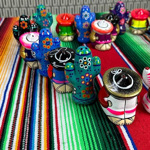 Miniatura 5 de Artesania Salero mexicano  Cactus y Wanderer  Juego hecho a mano de Nopal y Haragan Saleros de Cerámica  Colores vibrantes hecho a mano por
