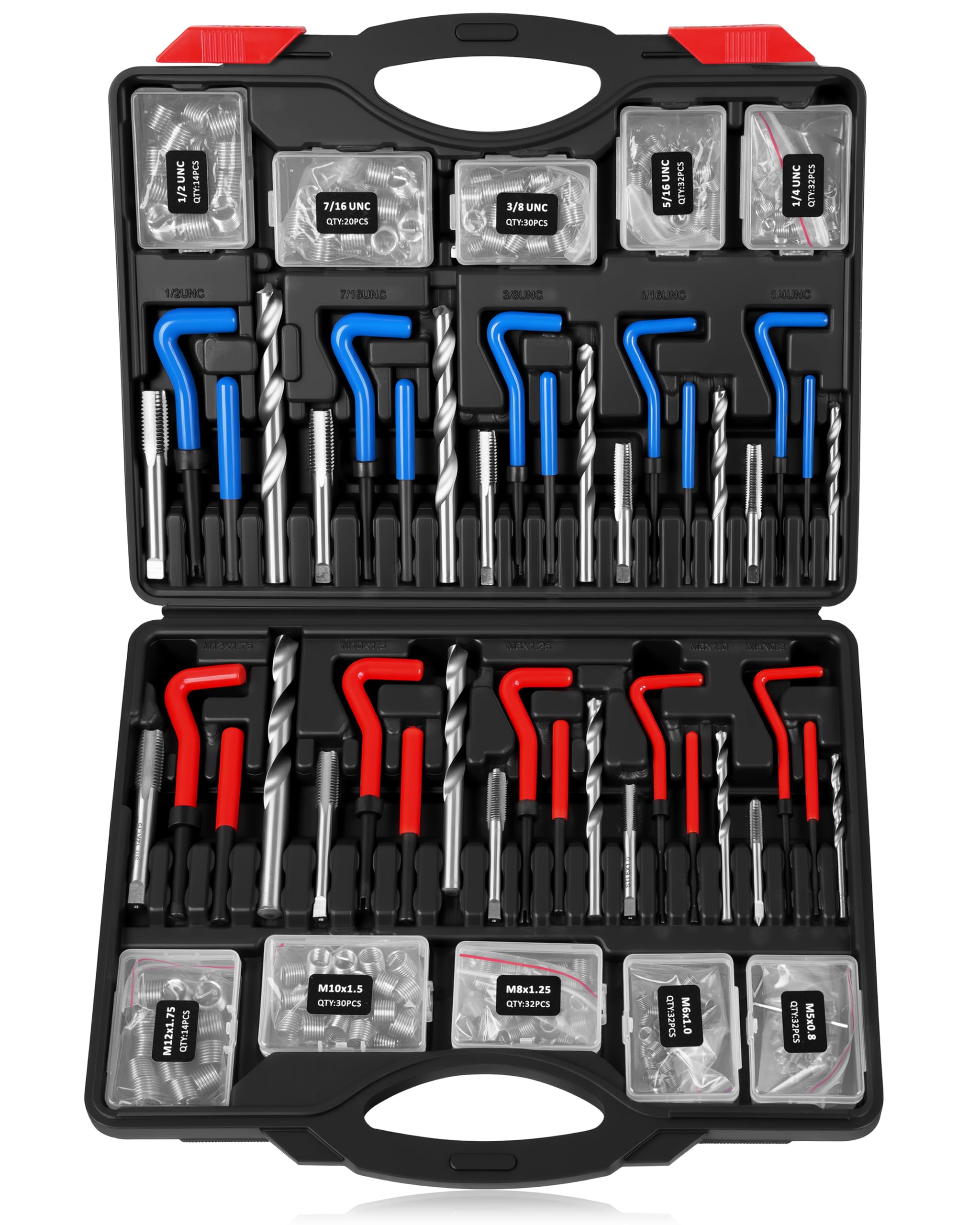 DAYUAN Helicoil Kit di riparazione filettatura SAE e metrica, kit di riparazione per bobine elicoidali HSS, kit di riparazione per riparazione di bobine elicoidali, kit di attrezzi per la rifilatura