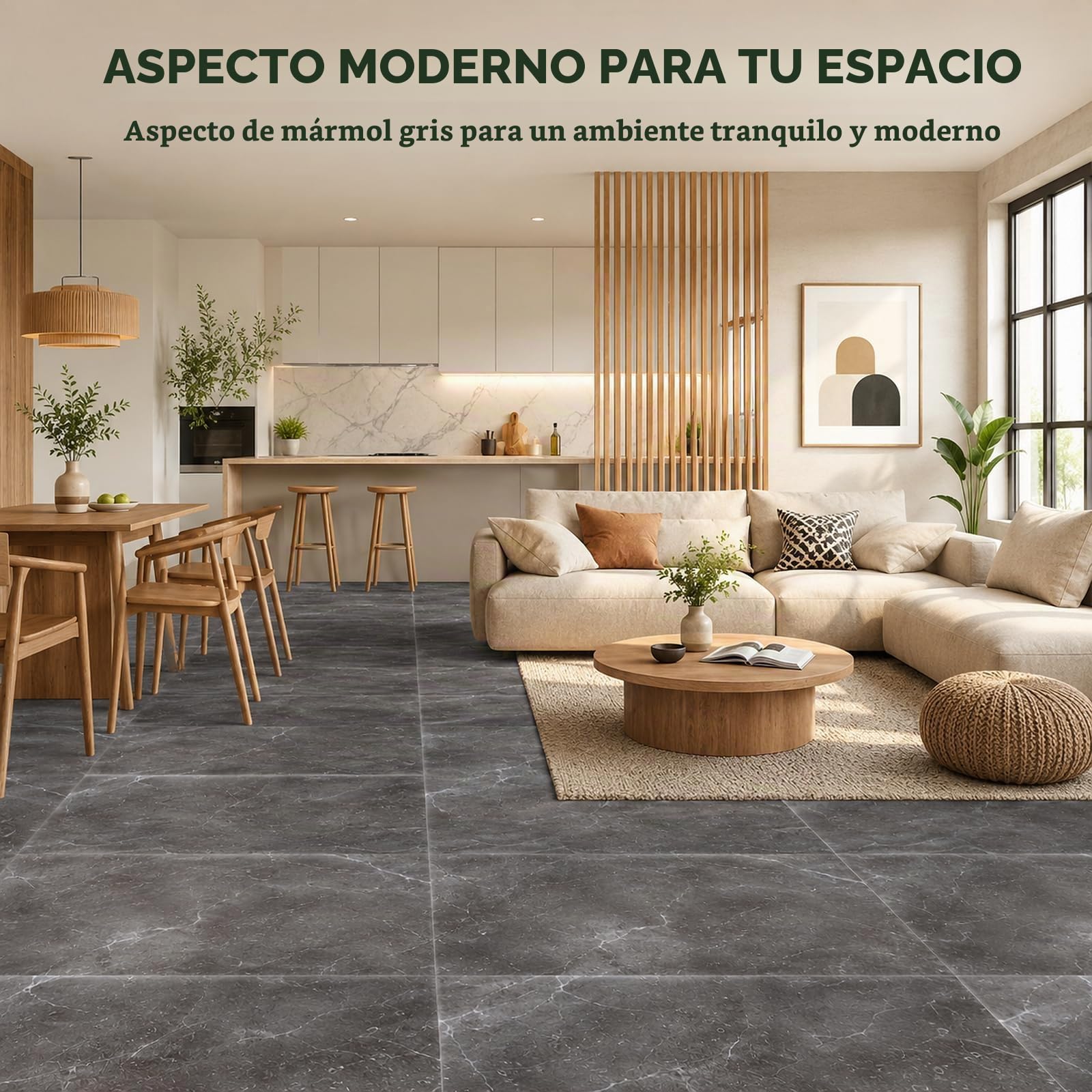 CYEER 40 baldosas autoadhesivas de PVC de 30 x 30 cm, color gris, para cocina, salón, baño (gris jaspeado)