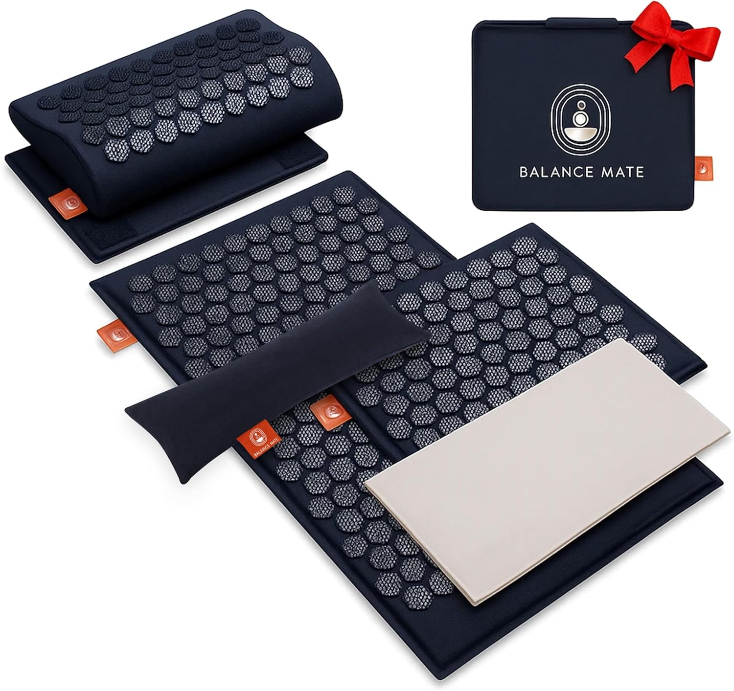 Acupressure Mat Set with 6,210 Pressure Points for Pain Relief and Relaxation Kit for Back, Neck, and Sleep – Yoga and Meditation Pillow (Deep Black)