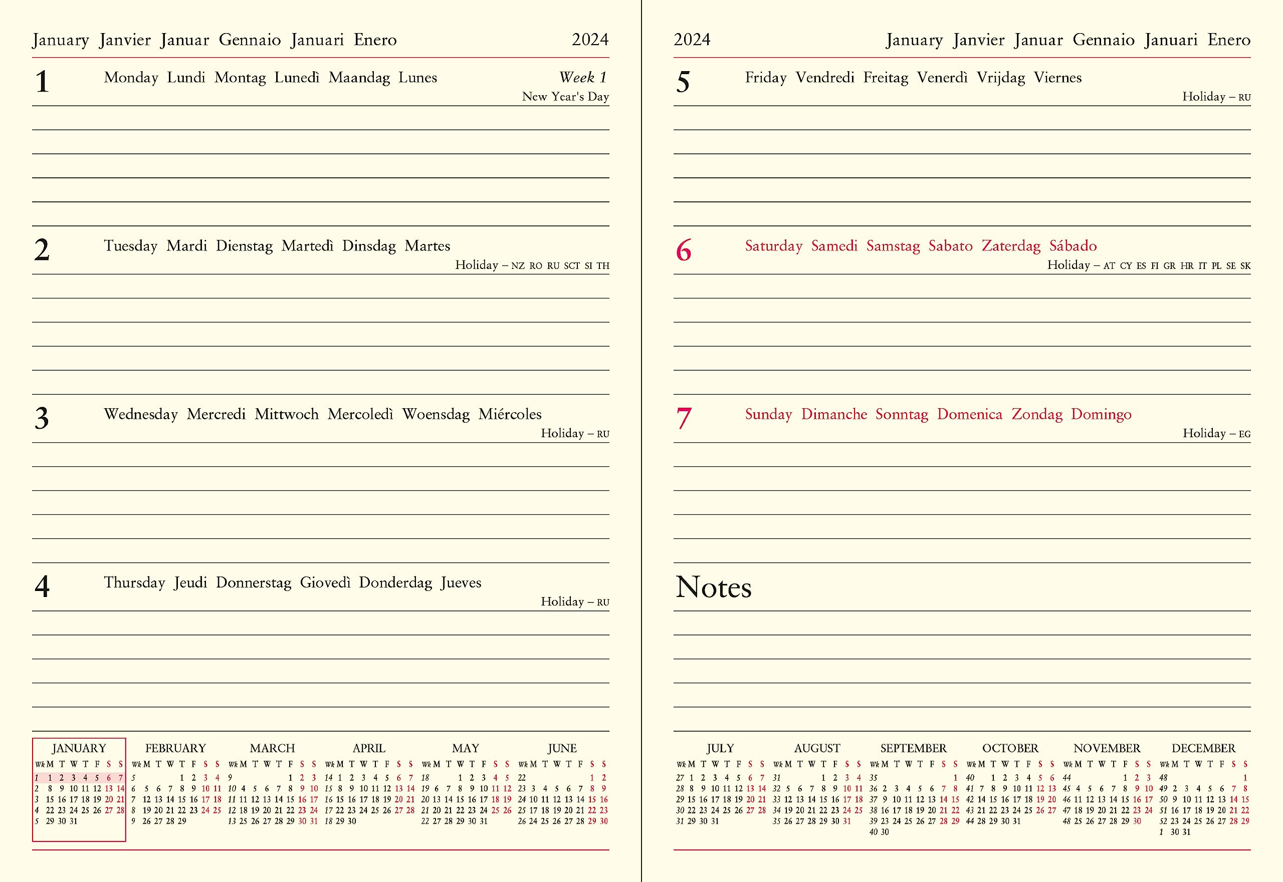 Letts Lecassa 2024 A6+ week to view diary - British Racing Green, 120 x 165 mm - Image 2