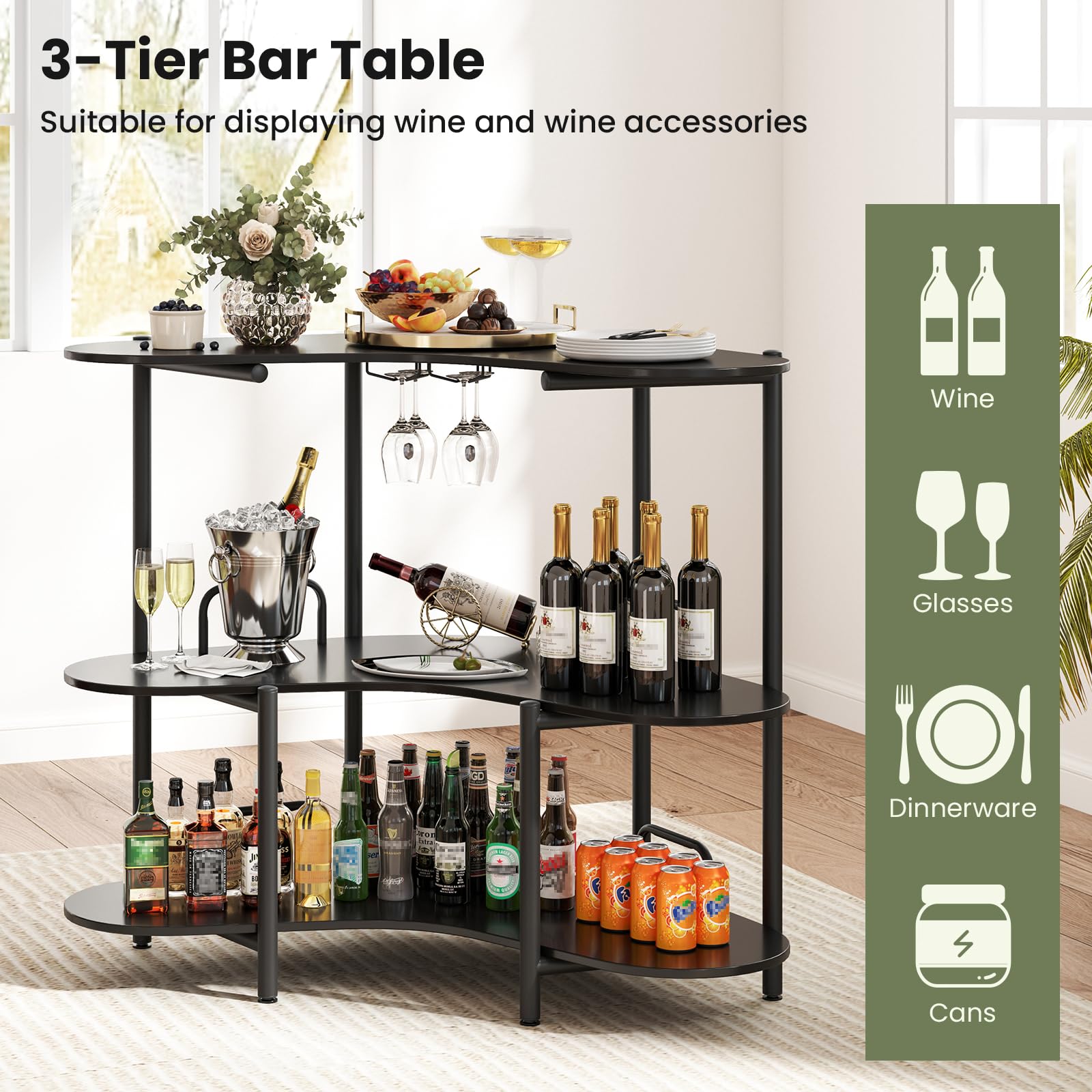 Amazon.com: Giantex 3-Tier Bar Table, Corner Bar Cabinet, Liquor