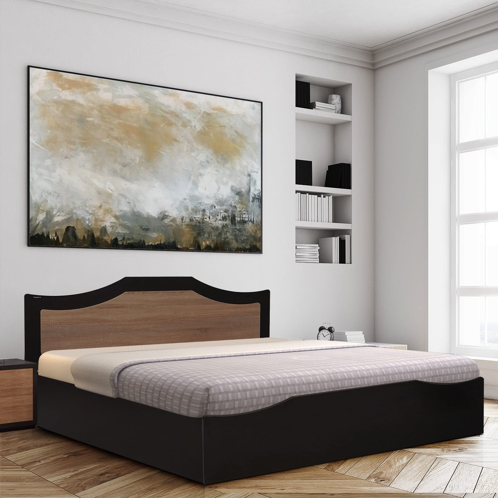 Nilkamal Willy Engineered Wood Queen Bed with Box Storage (Color - Wenge/Oak, Delivery Condition - Knock Down)-image-9