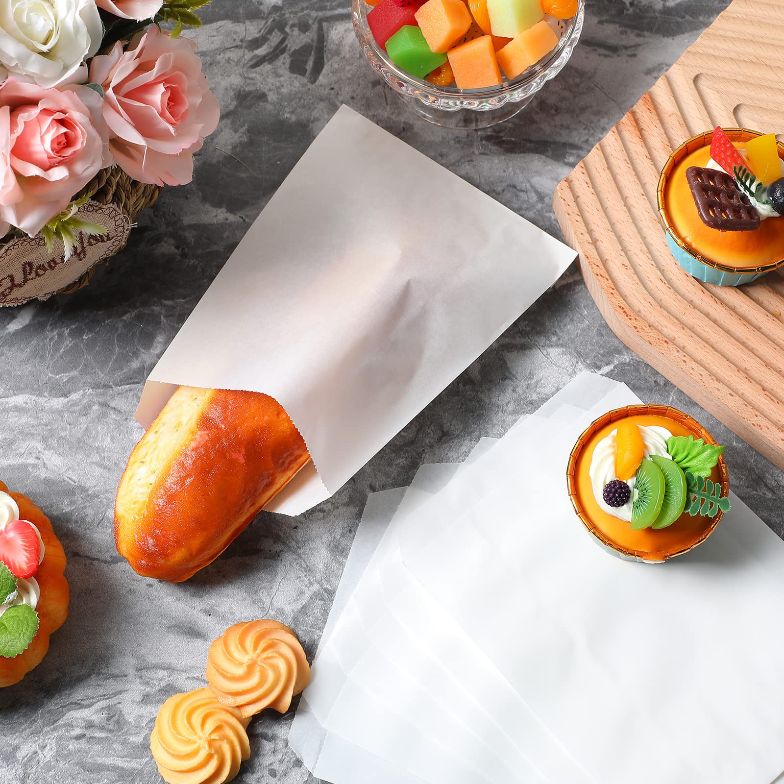 Lallisa 1000 Pcs Glassine Bags 5 x 7 Inch Wax Paper Bags Glassine Envelopes Wax Paper Sandwich Bags Semi Transparent Waxed Cookie Sleeves for Donut Treat Food Candy Bread Pastry Packaging (White)