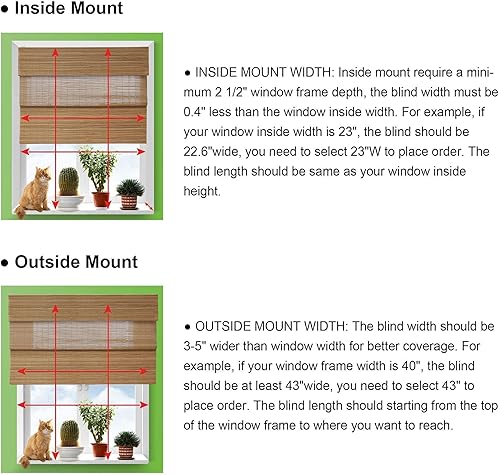 Miniatura 6 de LazBlinds Persianas Romanas de Bambú sin Cordón, Tratamiento de Ventana con Filtrado de Luz, Persianas de Bambú Enrollables para Ventanas, 23'' An x