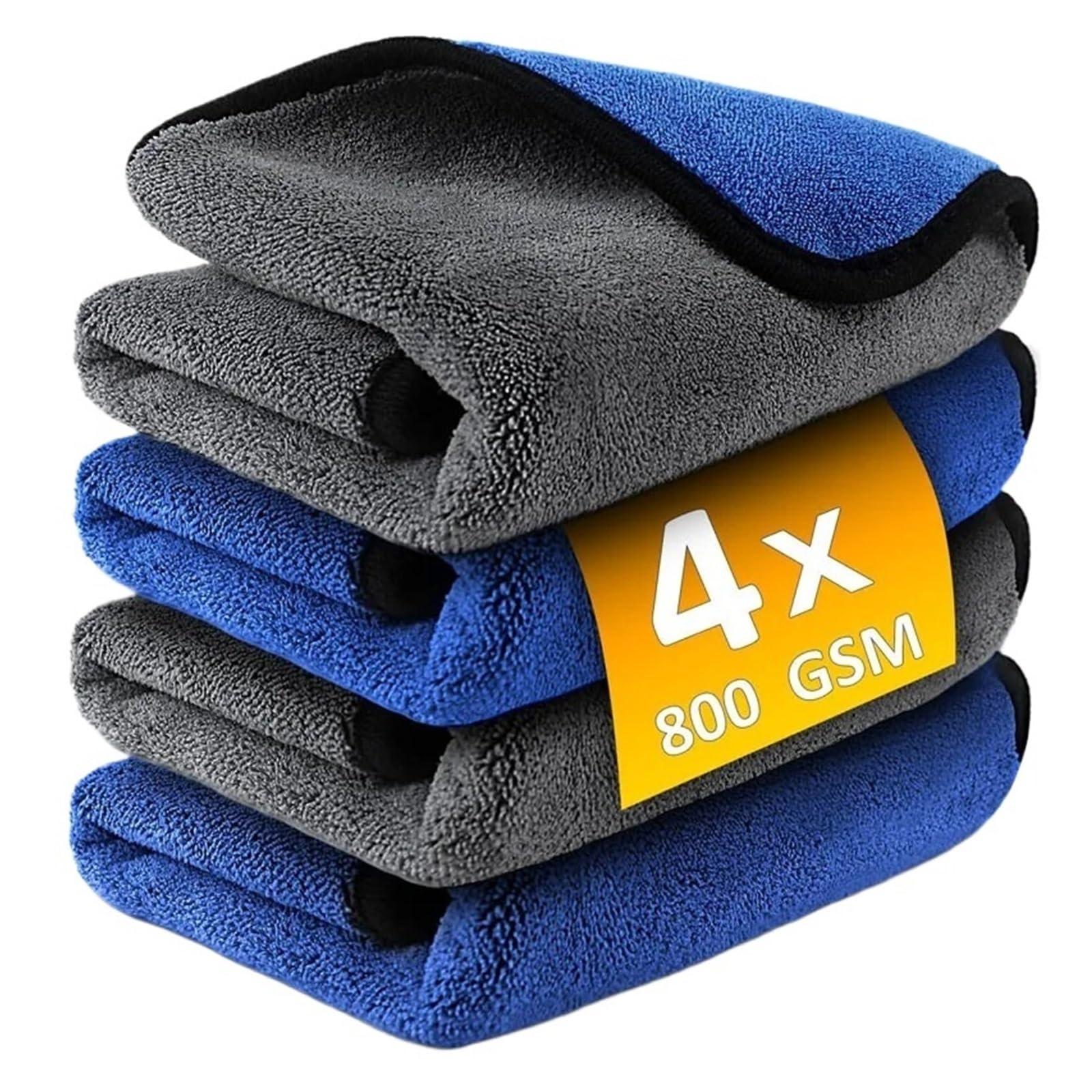 4-Pack Microfiber Car Washing Towels - Soft Quick Drying Cleaning Cloths for Windows Mirrors - 500GSM Double Layer — view 2