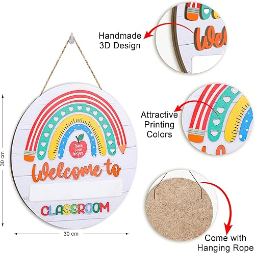 Miniatura 2 de Letrero de bienvenida 3D para maestro para decoración de puerta de aula, letrero de madera personalizado con nombre de maestro, letrero de puerta de