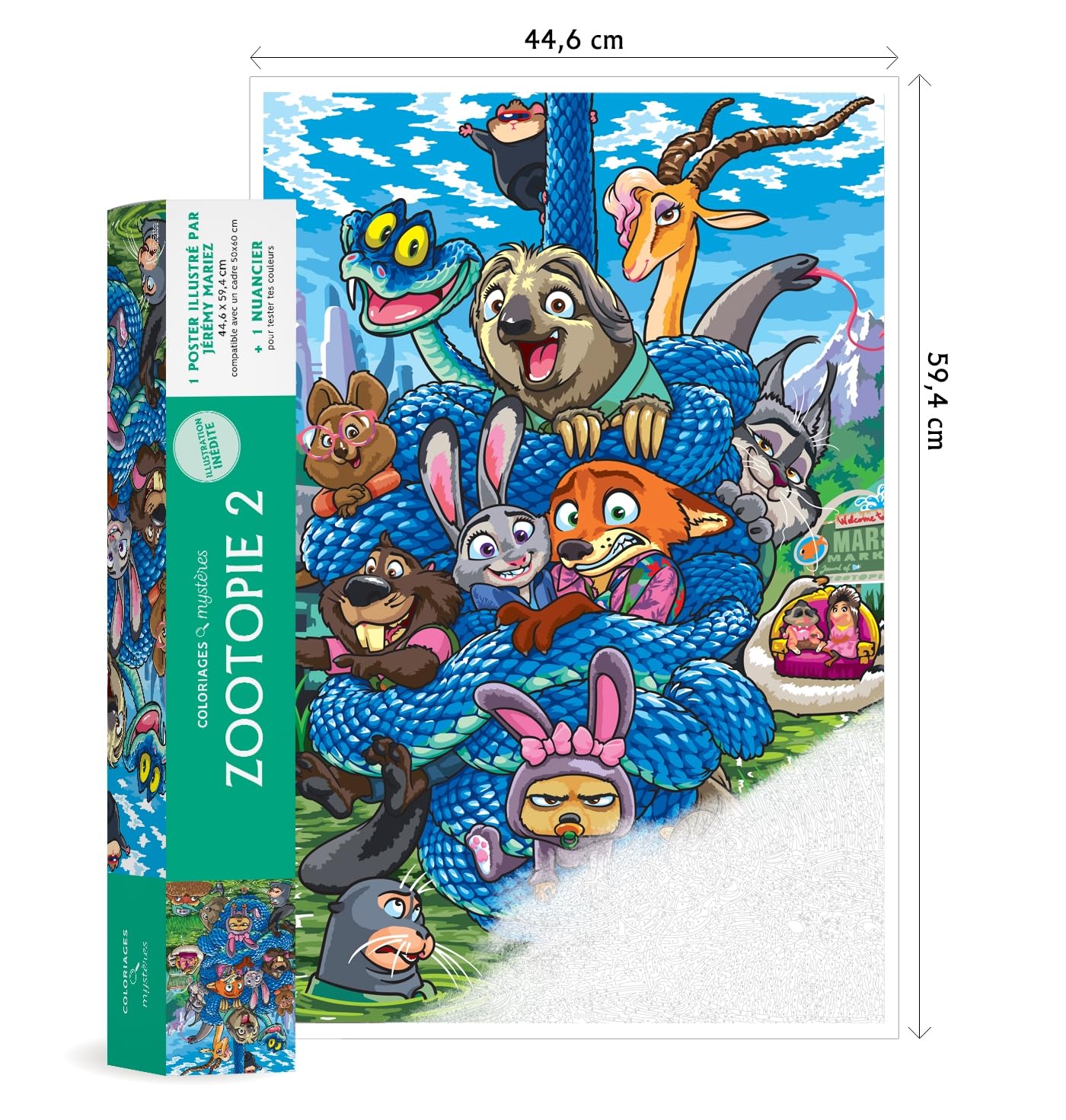Coloriages Mystères - Poster Disney Zootopie 2: Colorie les chiffres et découvre l'image