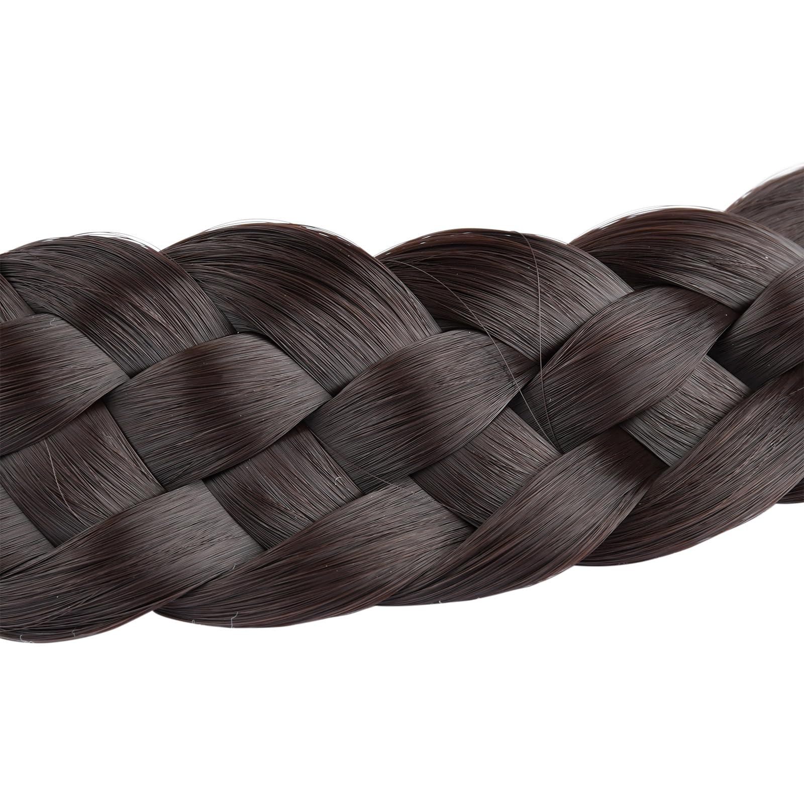 BOBIYA 5 Strand Synthetic Hair Braided Headband Classic Chunky Wide Plaited Braids Elastic Stretch Hairpiece for Women Girl (Dark Chocolate) - Image 4
