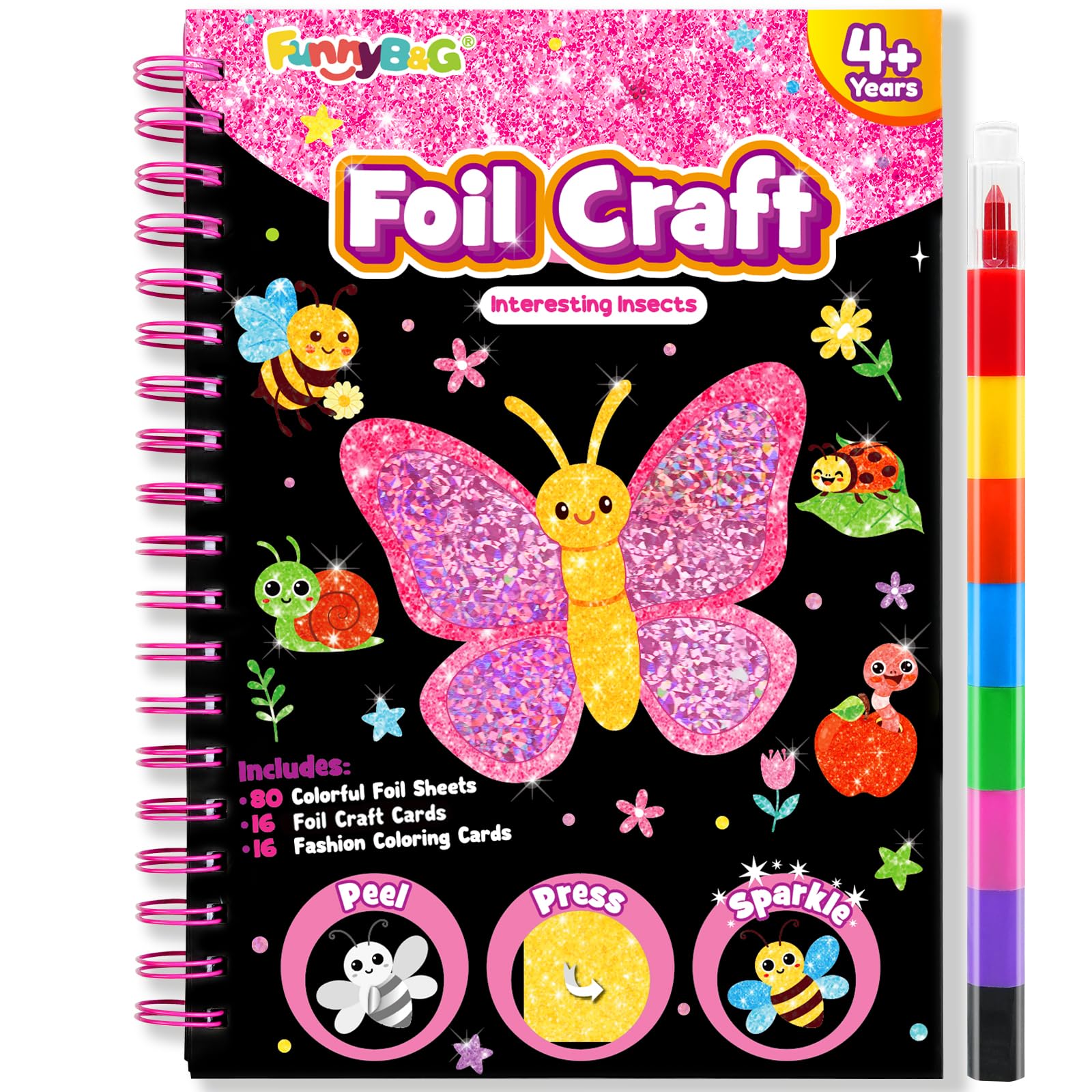 FUNNYB&G Foil Art Kit - Foil Crafts for Kids 4-8, 4-9 Year Old