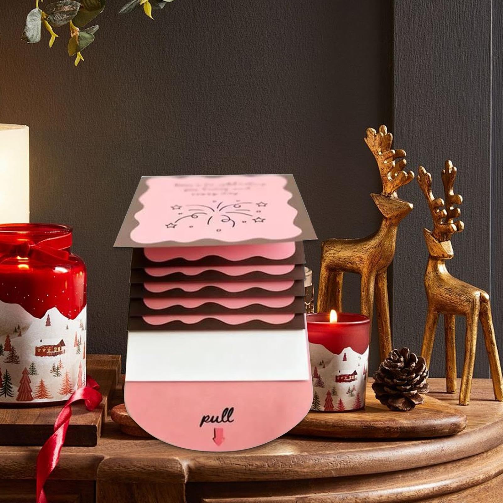 Porta Tarjetas Navideñas | Librito Decorativo Extraíble,Expositor De Tarjetas En Cascada - Para Adultos Celebraciones Navidad Cumpleaños Fiestas Escolares Reuniones