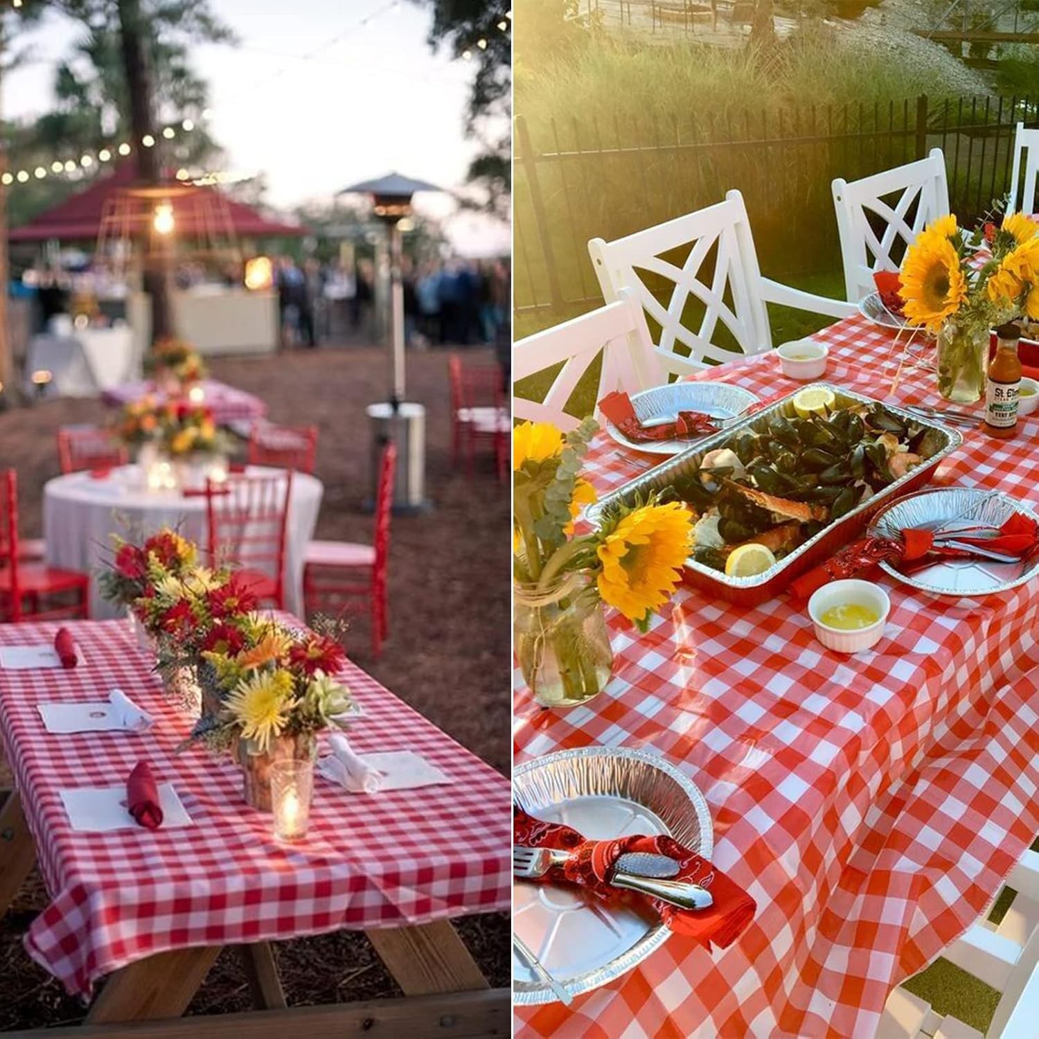 10 Packs Plastic Tablecloth for Rectangle Tables Disposable Plastic