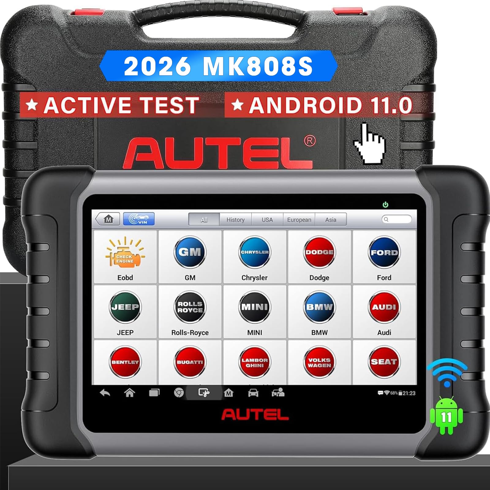 Autel Sulfar Scanner Maxicom Mk808, 2021 Newest Obd2 Car Diagnostic Scanner, Equipped With 25+ Maintenance Functions, All System Diagnosis, Immo/Epb/Bms/Sas/Tpms/Autovin/Abs Bleeding (Original)