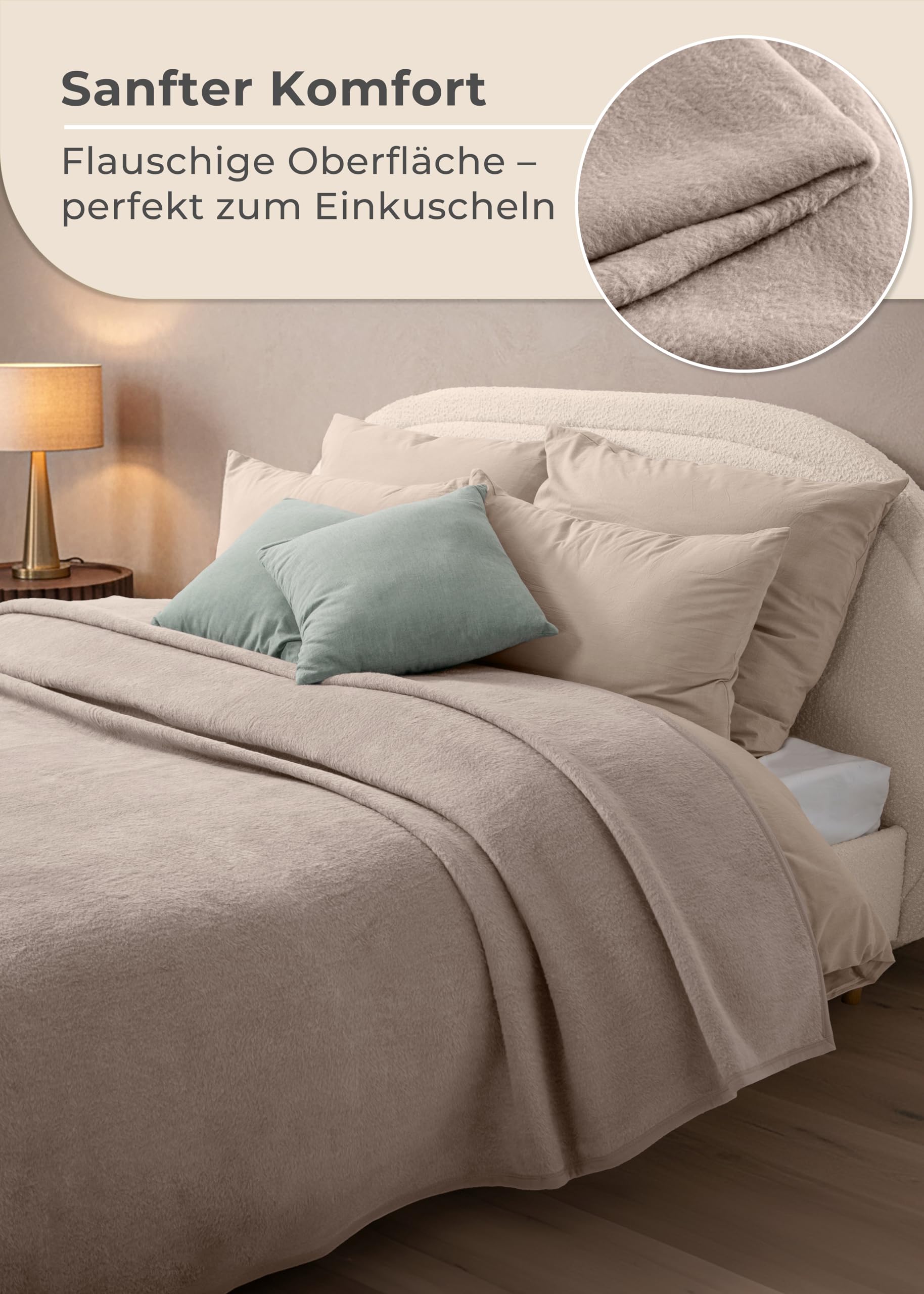 LAYNENBURG Premium Baumwolldecke 150x200 cm - Oeko-TEX 100 - Baumwollmix Kuscheldecke - Decke als Wohndecke, Sofa-Decke & Couchdecke - Wolldecke kuschelig-warm aus Baumwolle (Taupe)