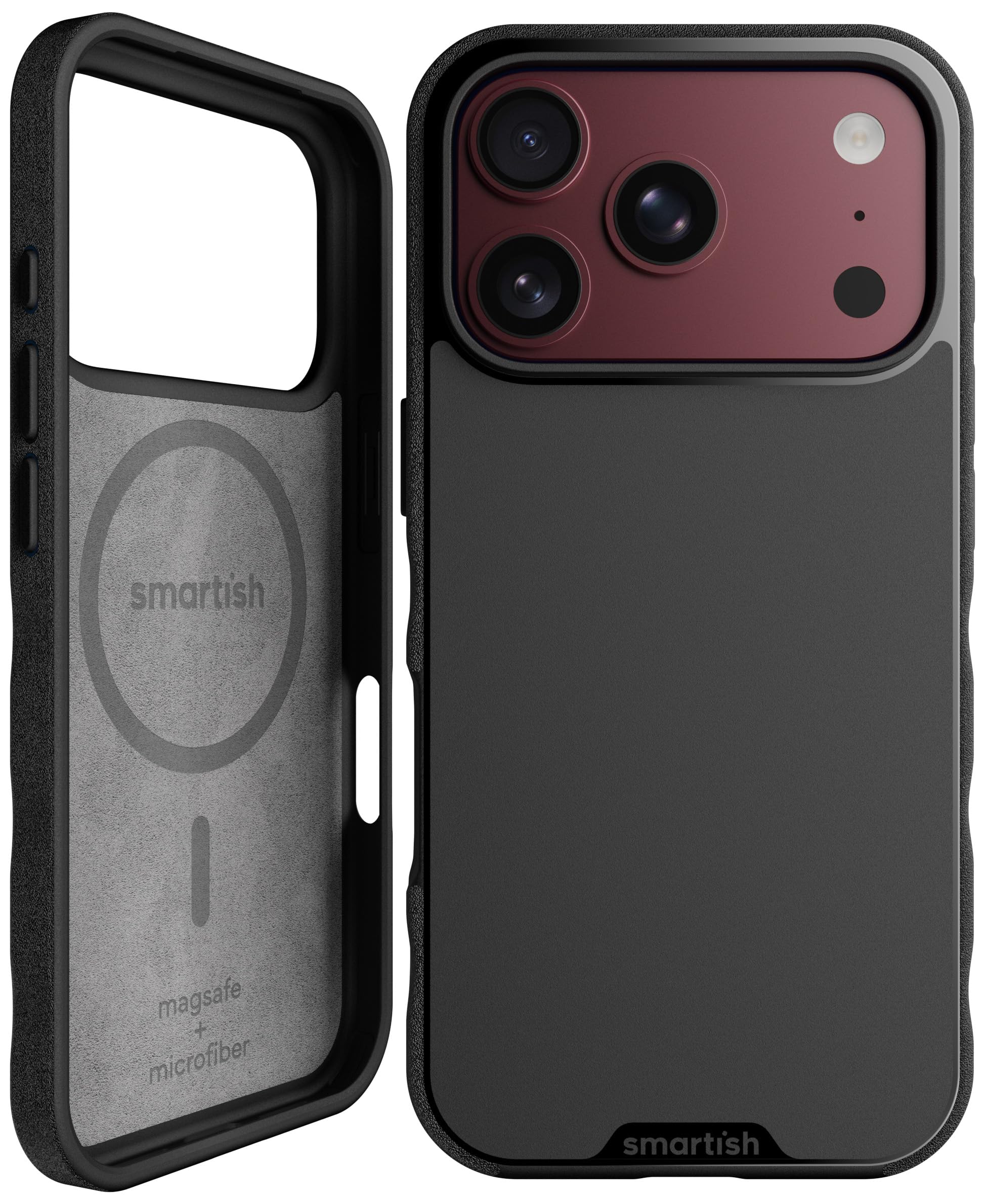 Smartish iPhone 18 Pro/17 Pro MagSafe Case, Gripmunk, Slim Grip Case, Black | Thin, Grippy & Protective, Magnetic with Microfiber-Lined Interior, Drop-Tested from 6 Feet, Raised Edges for Screen & Camera