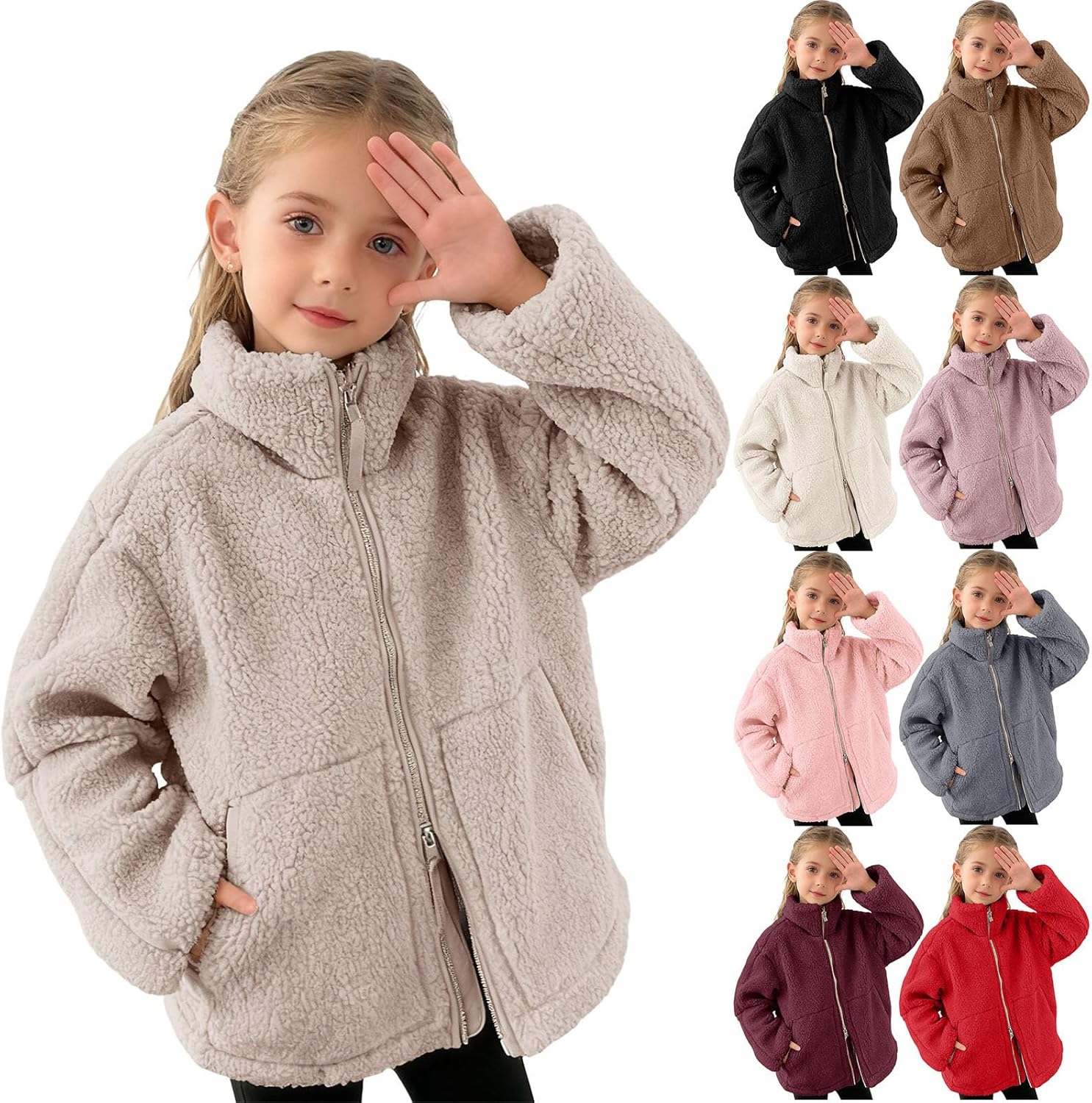 Boys Girls Winter Coat Toddler Kids Fall Fleece Jacket Teddy Sherpa Warm Outwear Clothes