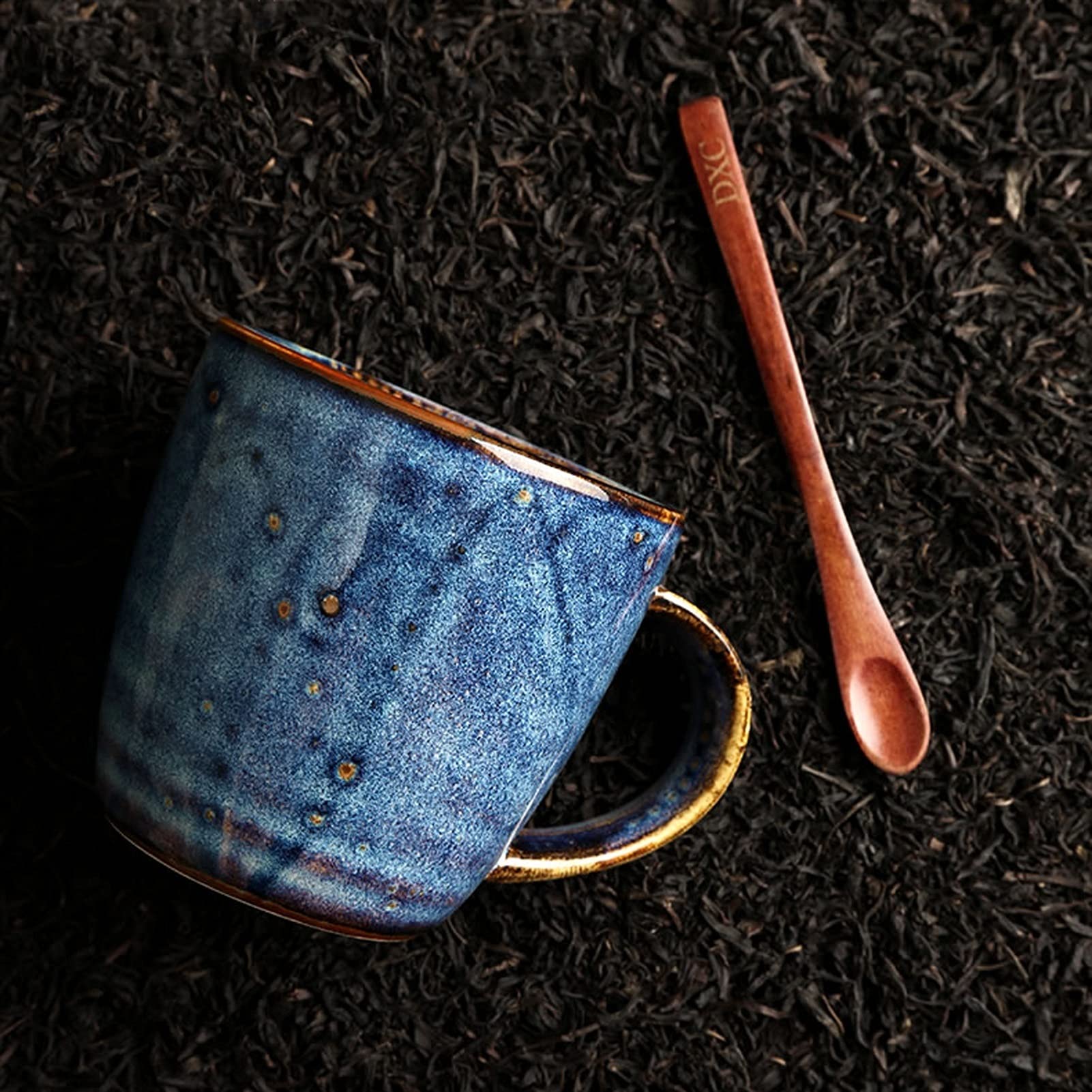 Kubek do kawy, filiżanka do herbaty niebieski kubek ceramiczny kreatywny kubek dla par z uchwytem duży kaliber kubek do kawy może być używany jako kubek śniadaniowy