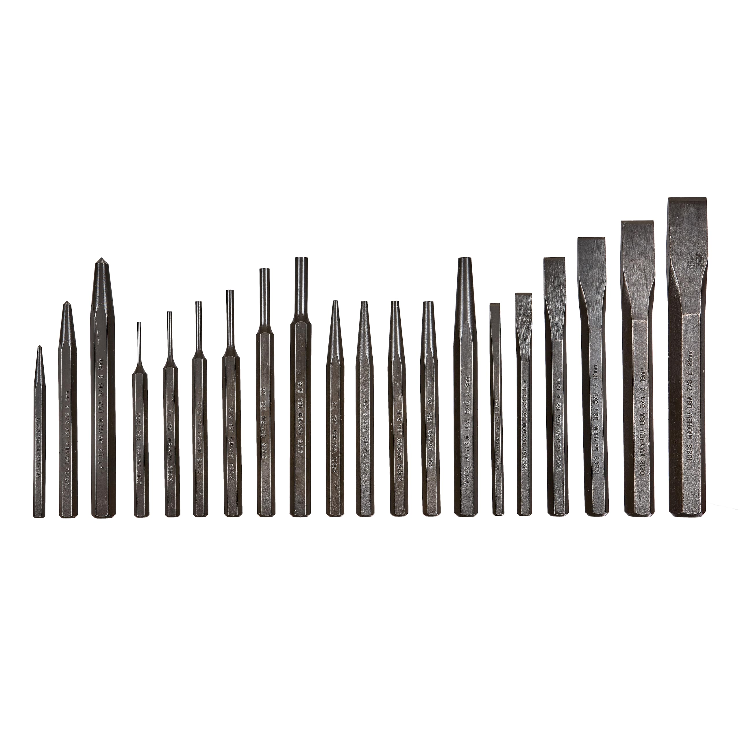 Mayhew Tools61020 Pro Punch and Chisel Set, 20-Piece , Black