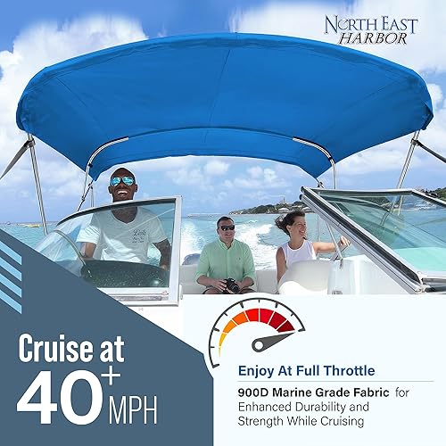 Miniatura 8 de Funda de lona de repuesto universal de 4 arcos para toldo marino 900D, nunca se decolora, kit de sombra para pontón, casco en V, pesca, lona