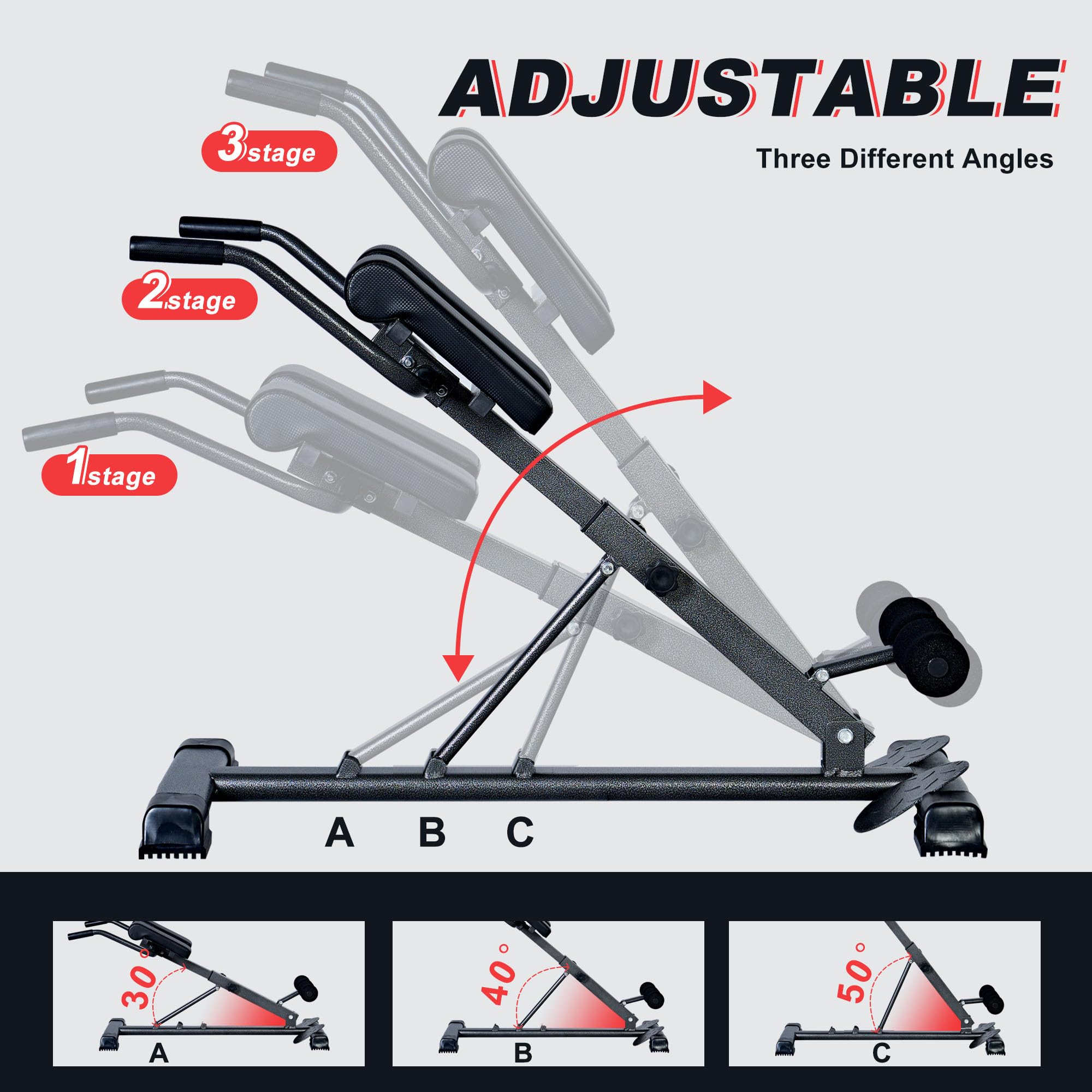 DlandHome Banc de Musculation Pliable Chaise Romaine Ergonomique Réglable 6 en 1 Appareil de Musculation pour Dos & Abdominale Appareil de Presse pour la Maison
