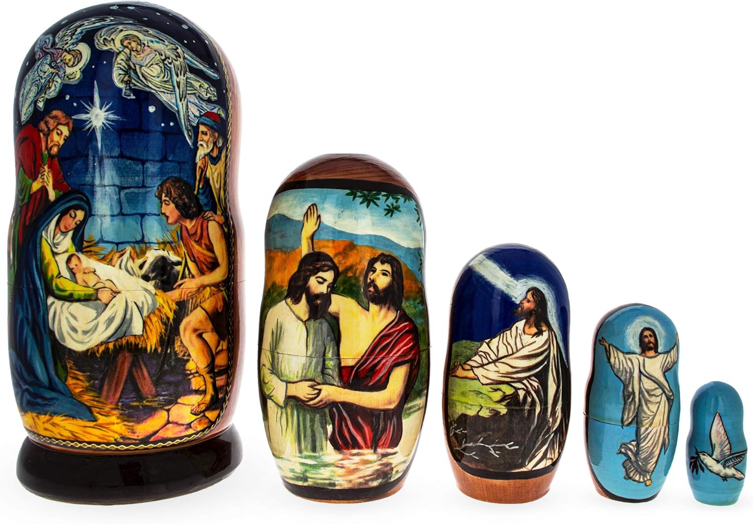 BestPysanky Set of 5 Jesus is Born Nativity Scene Nesting Dolls Matryoshka