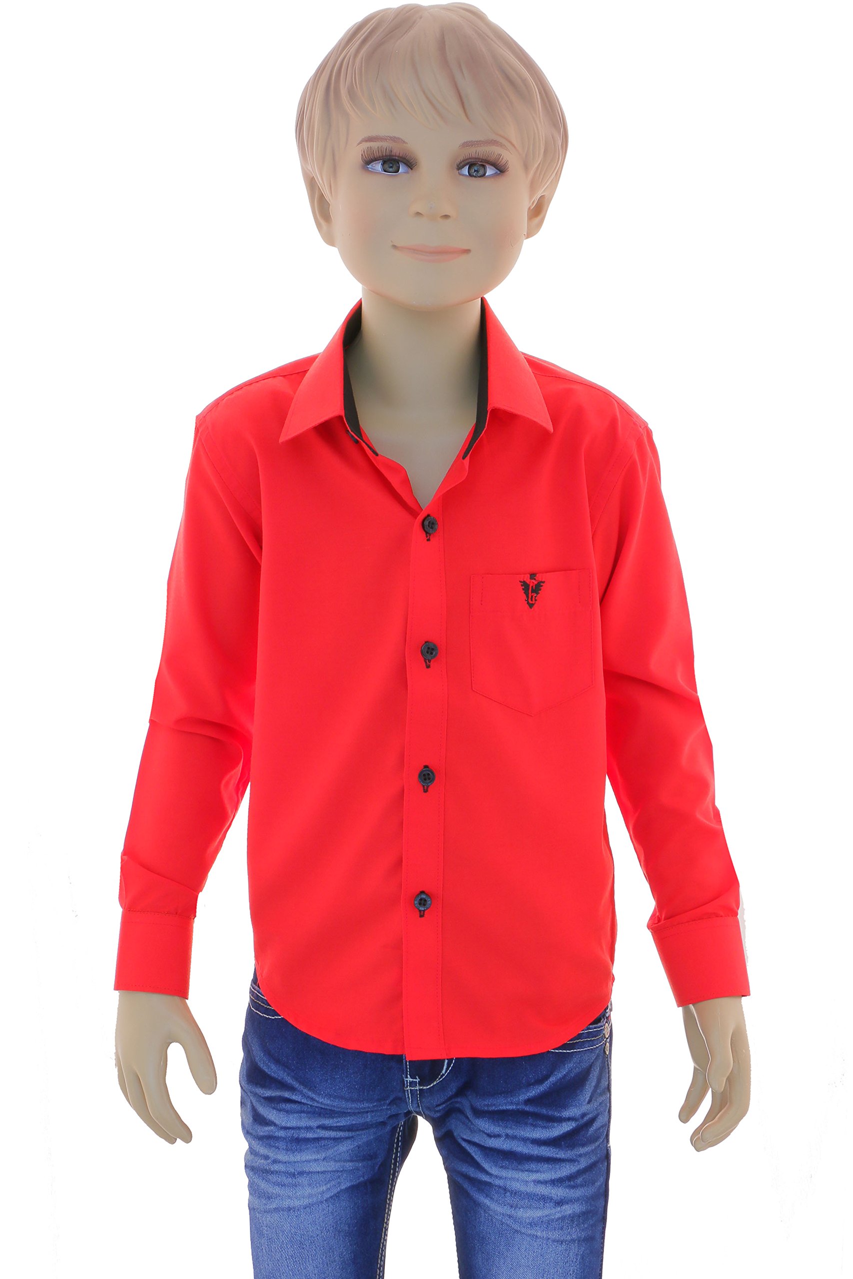 Gillsonz A7 - Chemise de fête à manches longues pour enfant - Facile à repasser - Disponibles dans 10 couleurs - Taille : 86 à 158