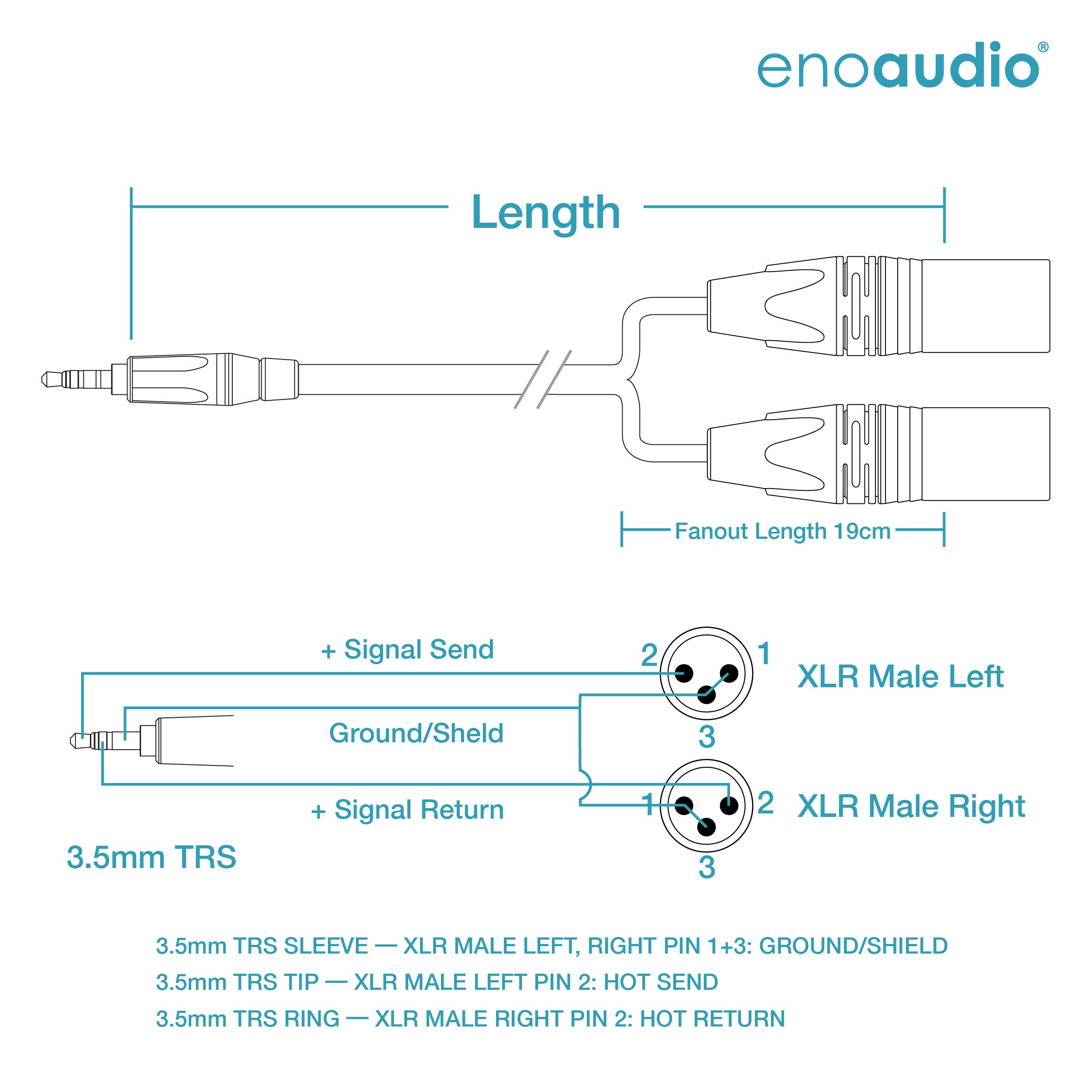 enoaudio Mogami 3106 micrófono estéreo Y-Cable | VIABLUE 24k oro T6S conector jack 3.5mm stereo – Neutrik RCA (L,R) | HiFi - 2,0 m