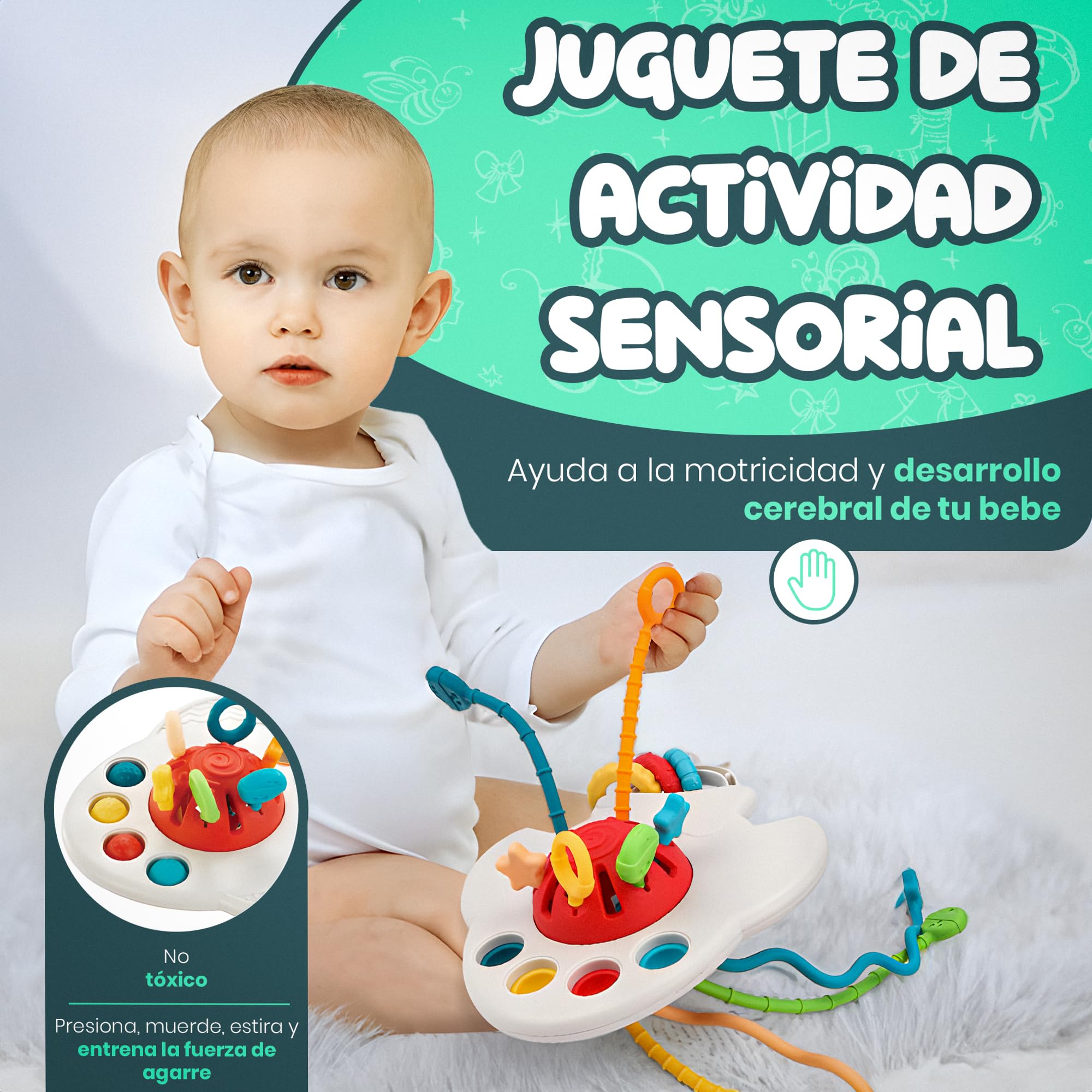 Set Montessori Bebé 6 en 1 – Juguetes Sensoriales y Educativos: Bloques Suaves, Apilables, Caja de Pañuelos y Formas | 34 Piezas | Regalo 6-36 Meses Niño-Niña