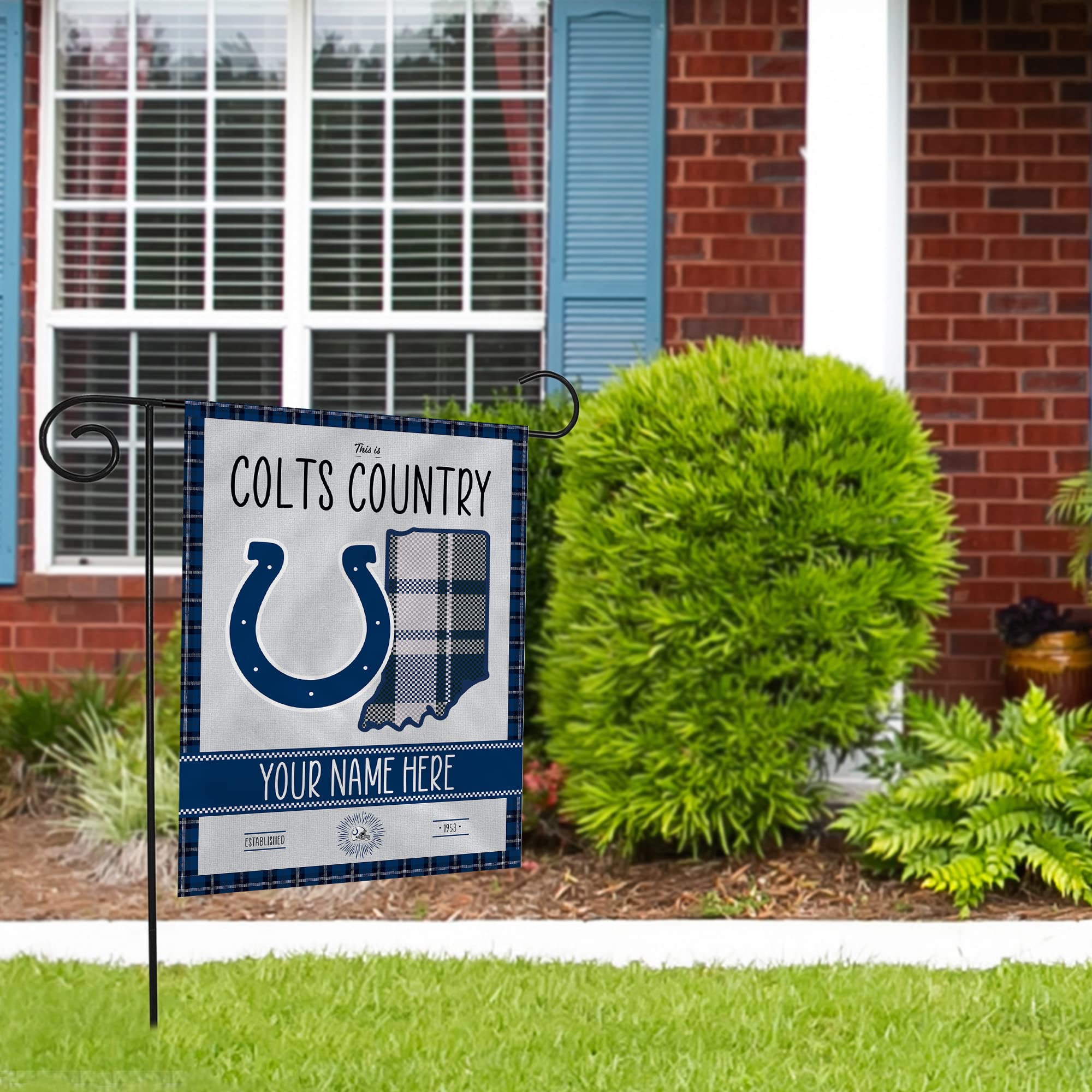 Rico Industries NFL Football Indianapolis Colts This is Colts Country - Plaid Design Personalized Garden Flag