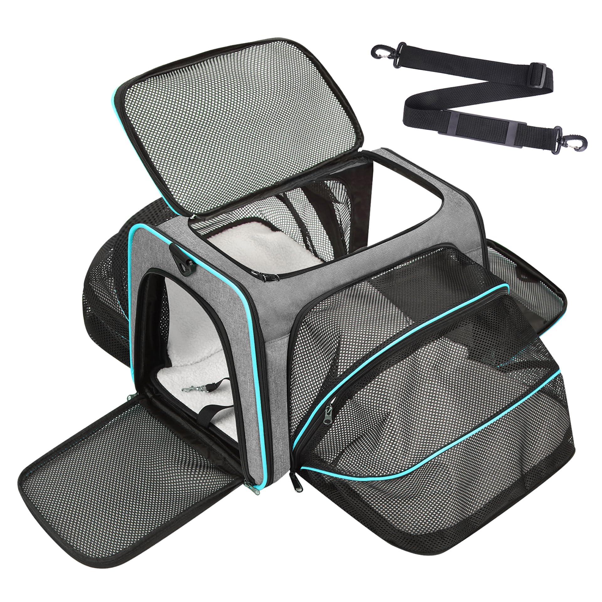 Premium Pet Carrier – Dog & Cat Travel Bag, Airline Approved, Soft-Sided Design for Small to Large Pets, TSA Compliant, Expandable & Collapsible (Gray)