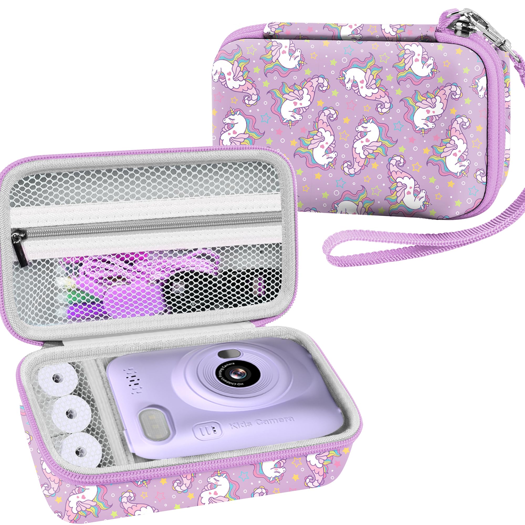 Leayjeen Waterproof Camera Case Compatible with Agoigo/Yoophane/DEKER/MIIULODI for Underwater HD Kids Toy Digital Camera for Ages 3-12 Years Old,Easter and Birthday Gift-Purple Unicorn（Case Only）