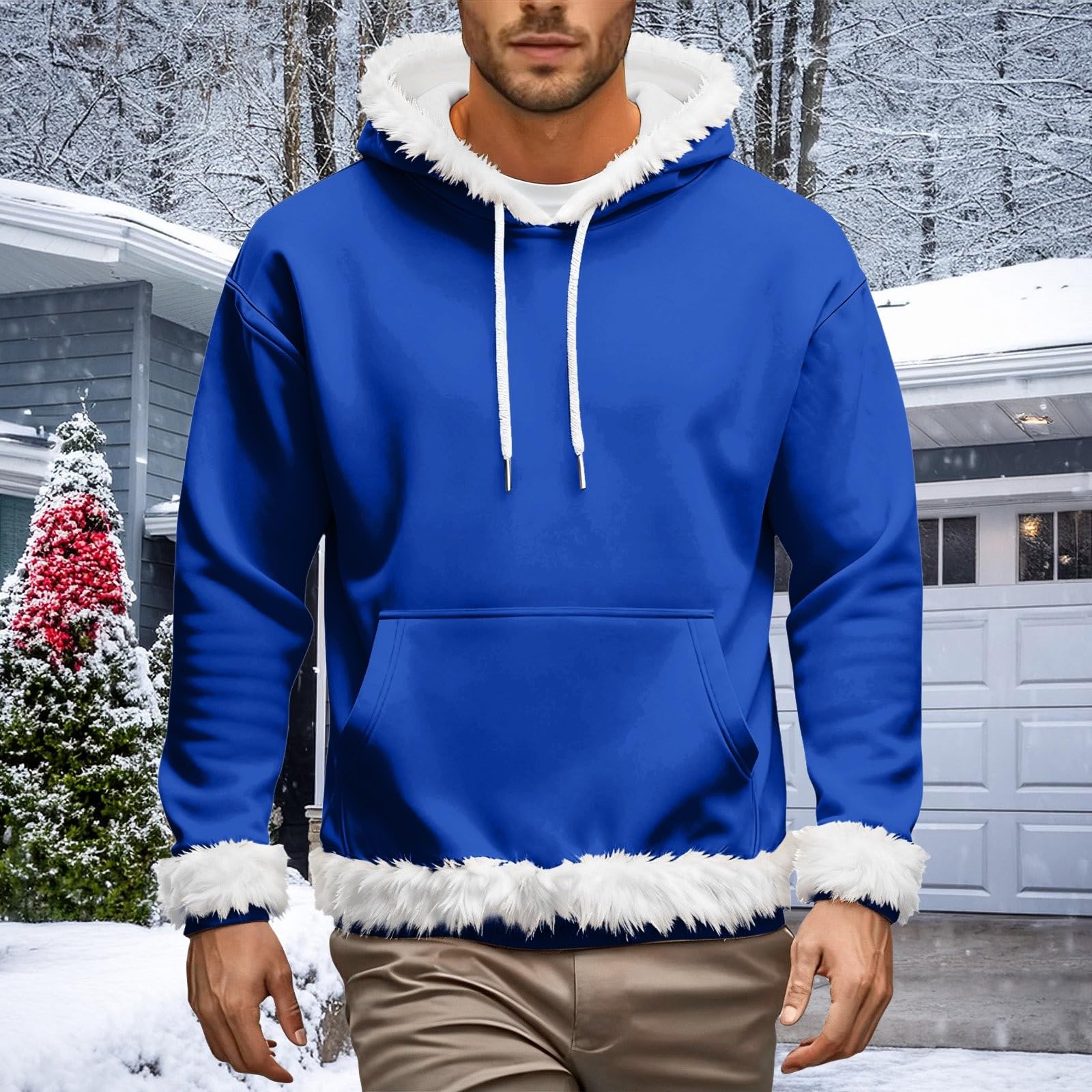 Jersey de invierno para hombre, cálido, forro polar, con capucha de