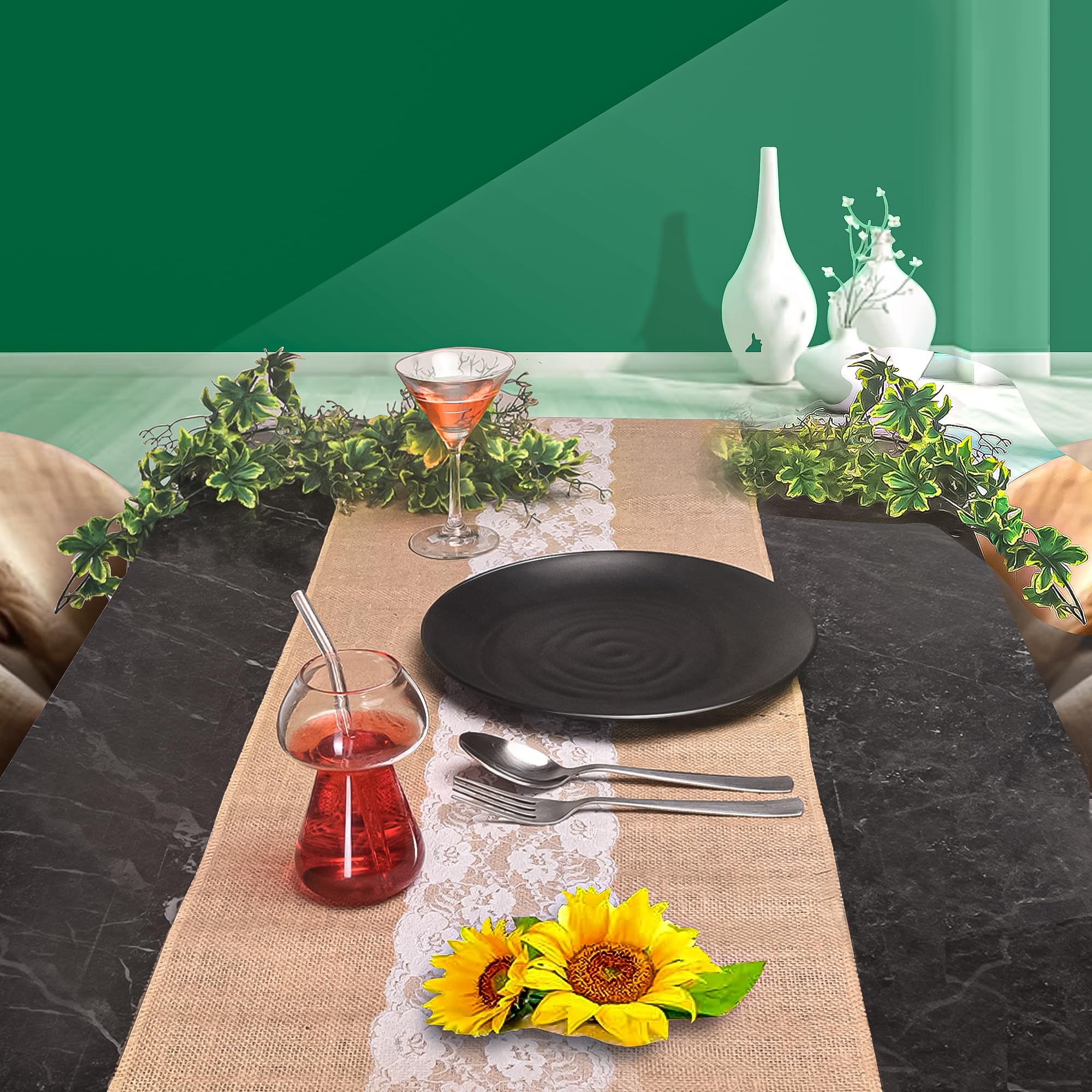 Lot de 6 chemins de table en toile de jute - 35,6 x 182,9 cm - Bords naturels sans effilochage - Sans odeur, respectueux de l'environnement - Parfait pour Noël, mariage, Thanksgiving