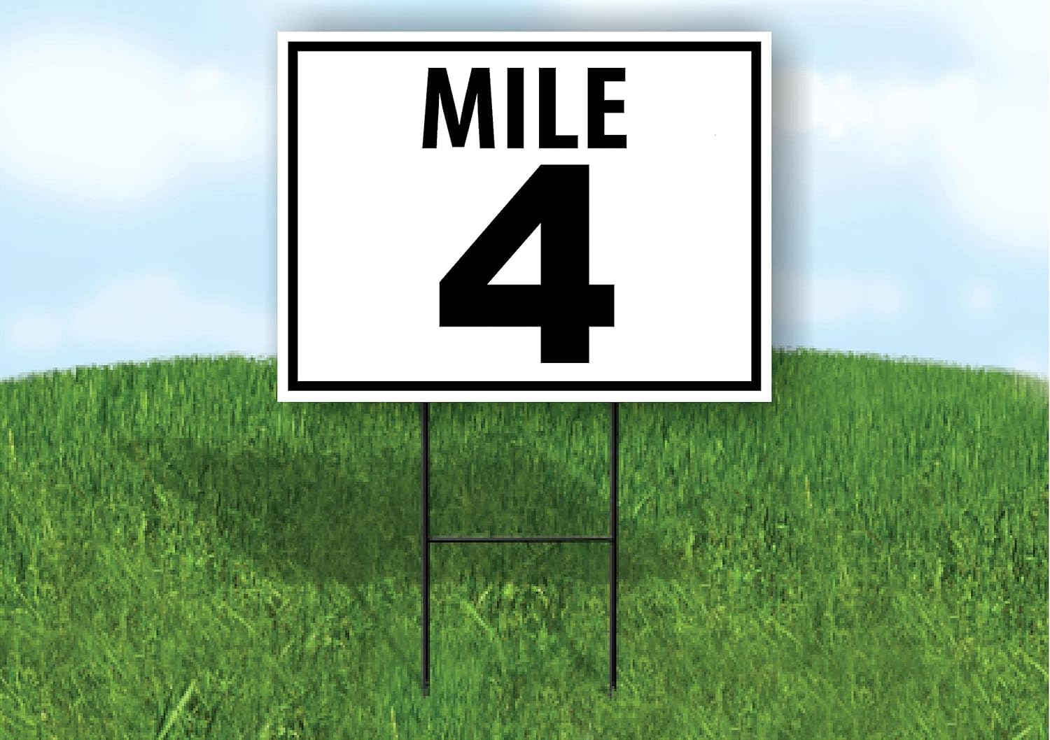 MILE 4 DISTANCE MARKER RUNNING RACE BLACK WHITE - Double Sided Yard Sign ROAD SIGN with Stand