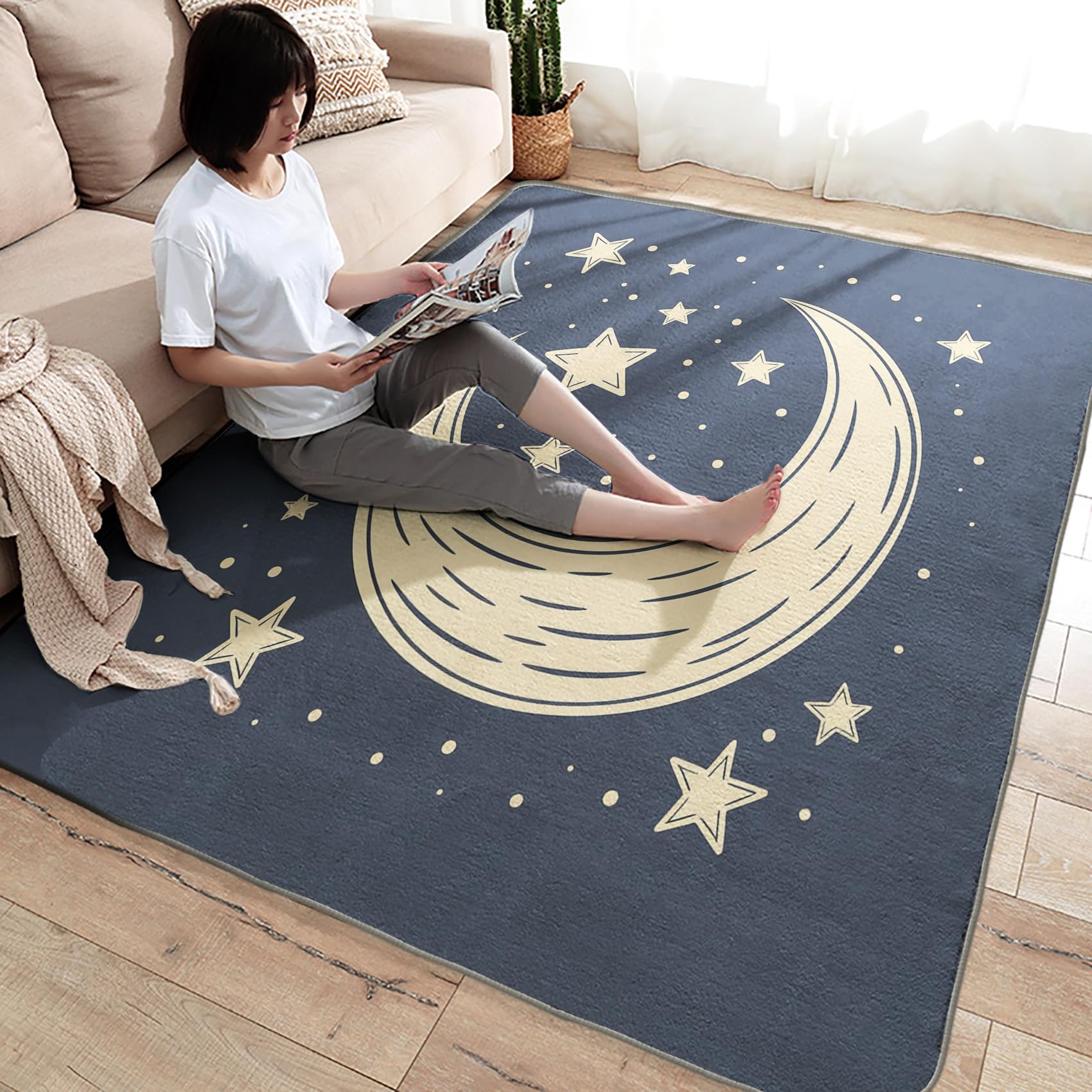 Moon Stars Rug Celestial – Deep Navy/Ochre | Ash Hotels Shenandoah