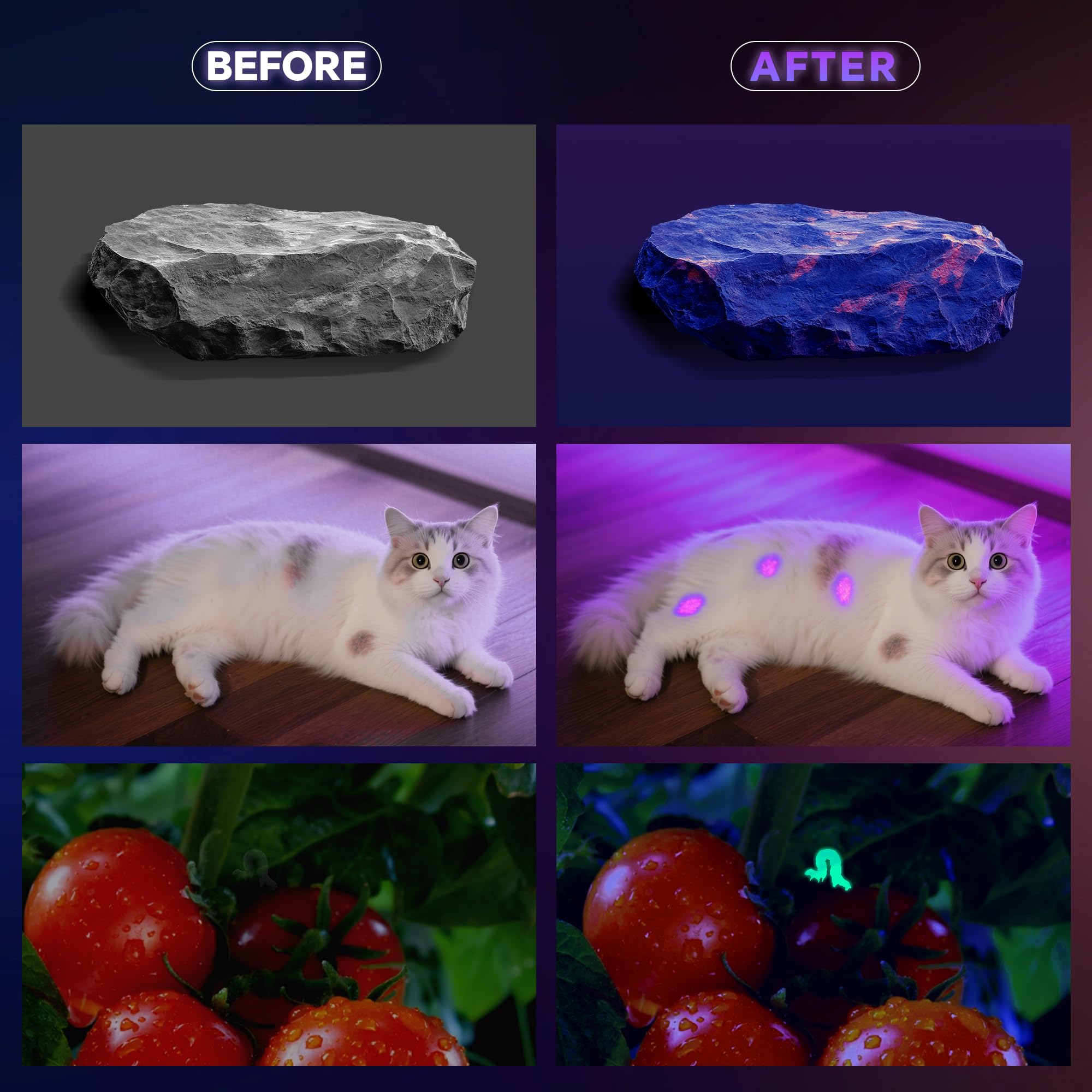 365nm Black Light Flashlight UV Flashlight Rechargeable with LCD Display Powerful Ultraviolet Lights for Pet Urine Detection Resin — view 6