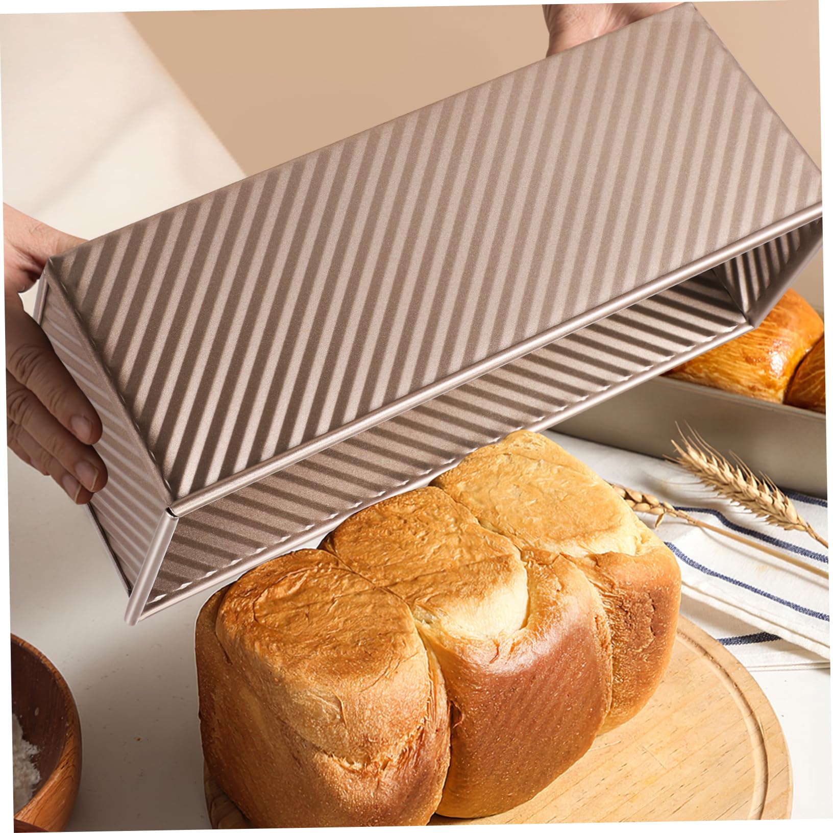 BESTYASH Moule À Pain Antiadhésif, Moule À Pain Pour Pain Maison, Moule À Toast Rectangulaire Pour La Cuisson, Moule De Cuisson En Avec Couvercle