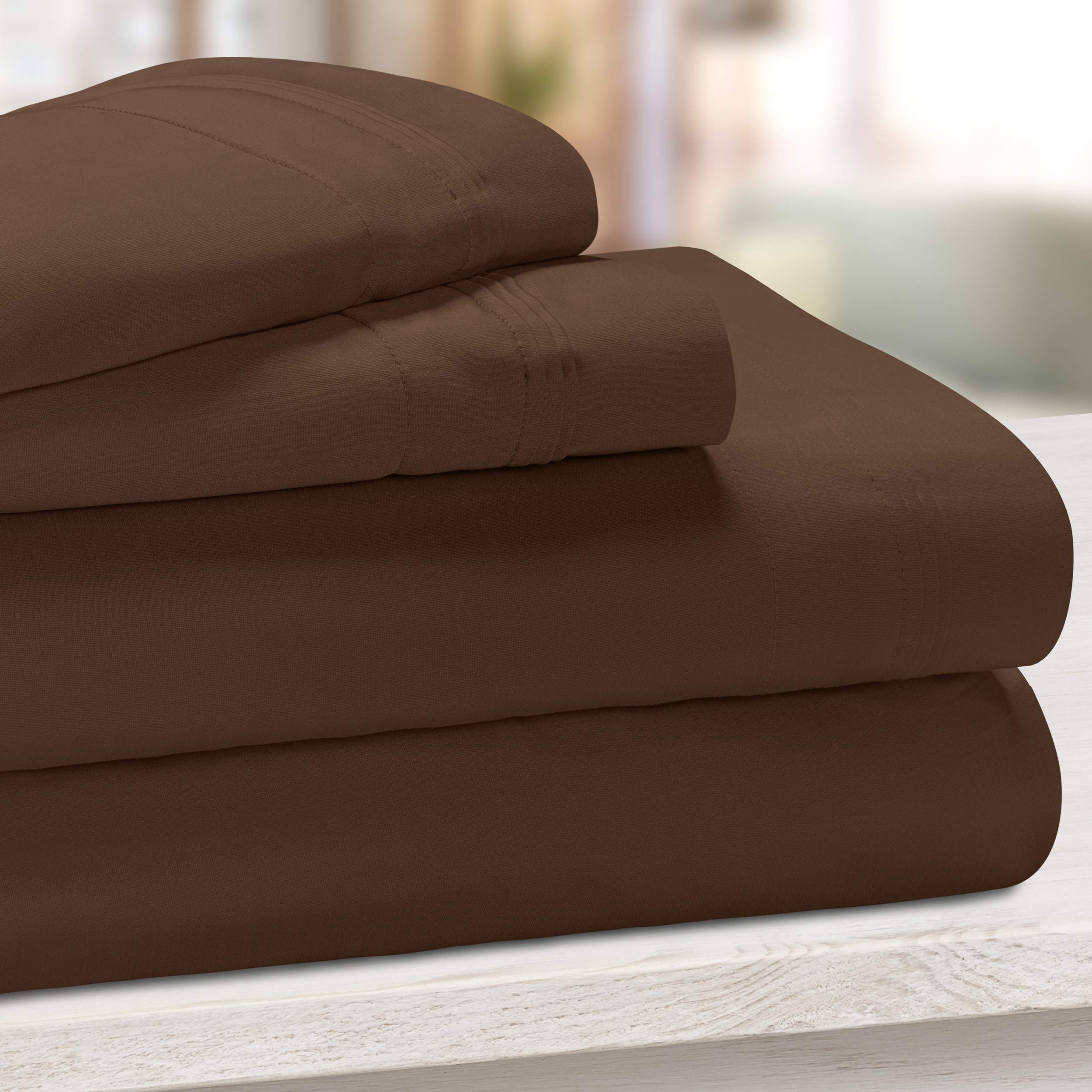SuperiorEgyptian Cotton, 650 Thread Count Solid, Deep Pocket Sheet Set, King, Chocolate, 4-Piece Set